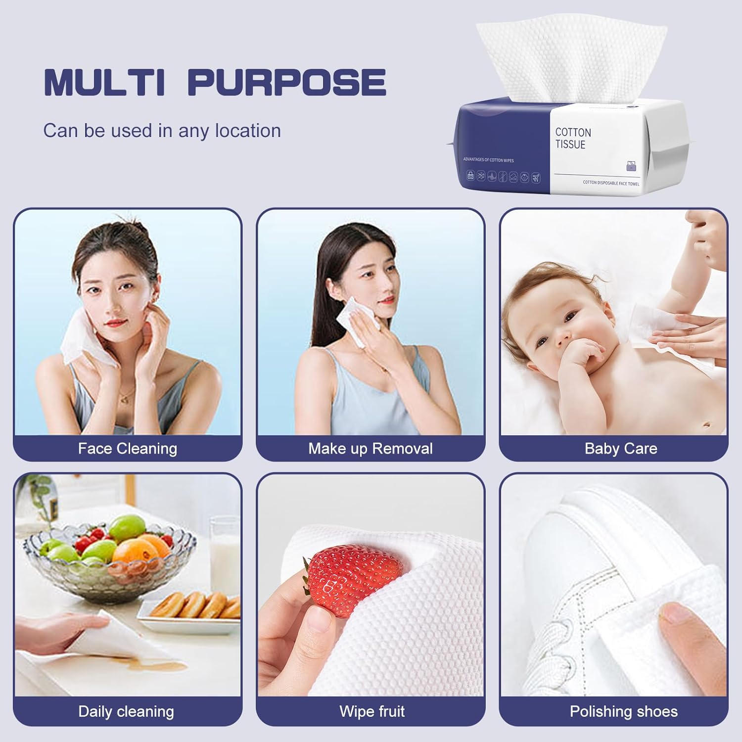 Soft Cotton Face Towel 100 Count for Cleansing and Drying