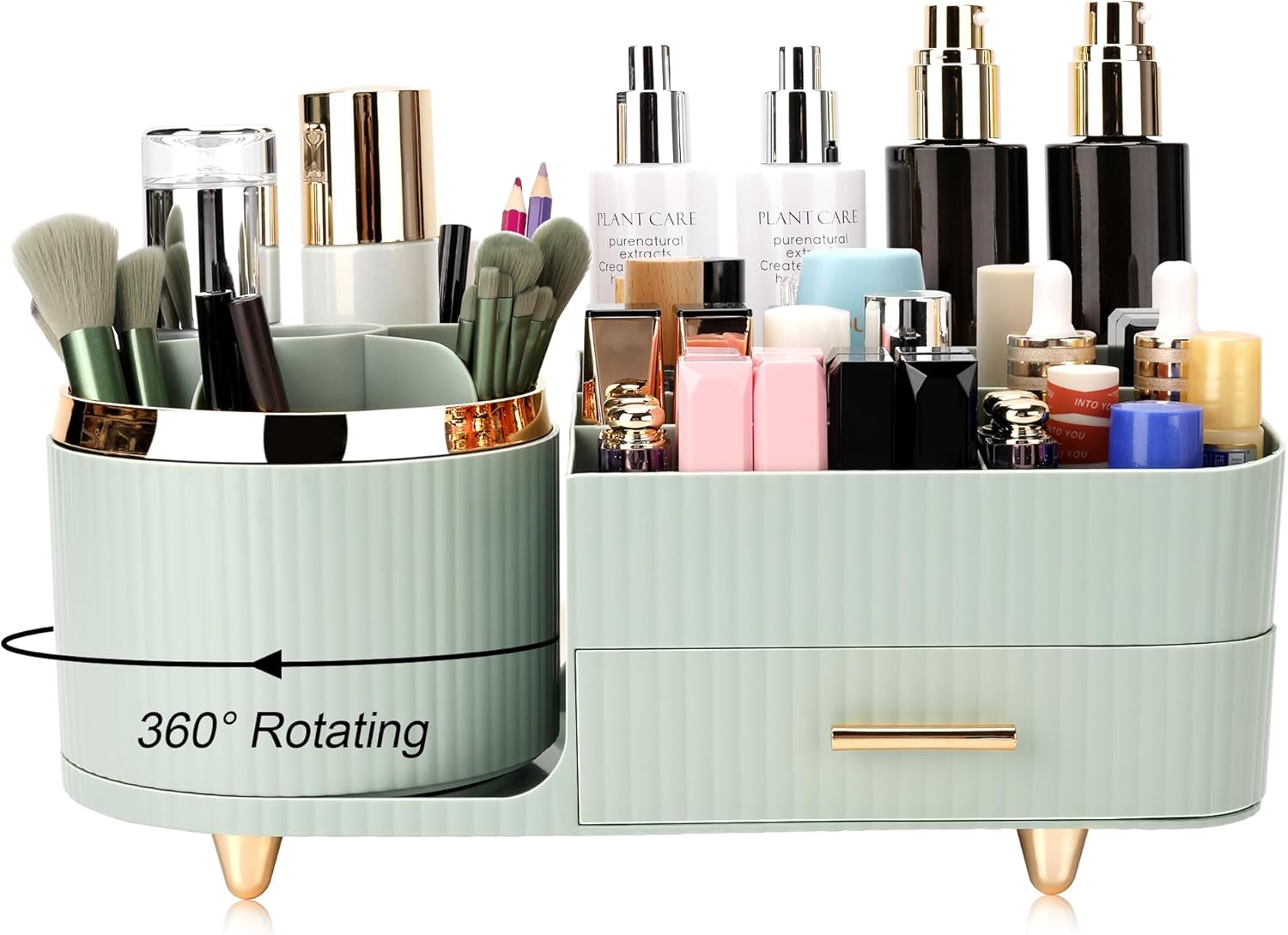 Molutsody Makeup Organizer with Drawers Green