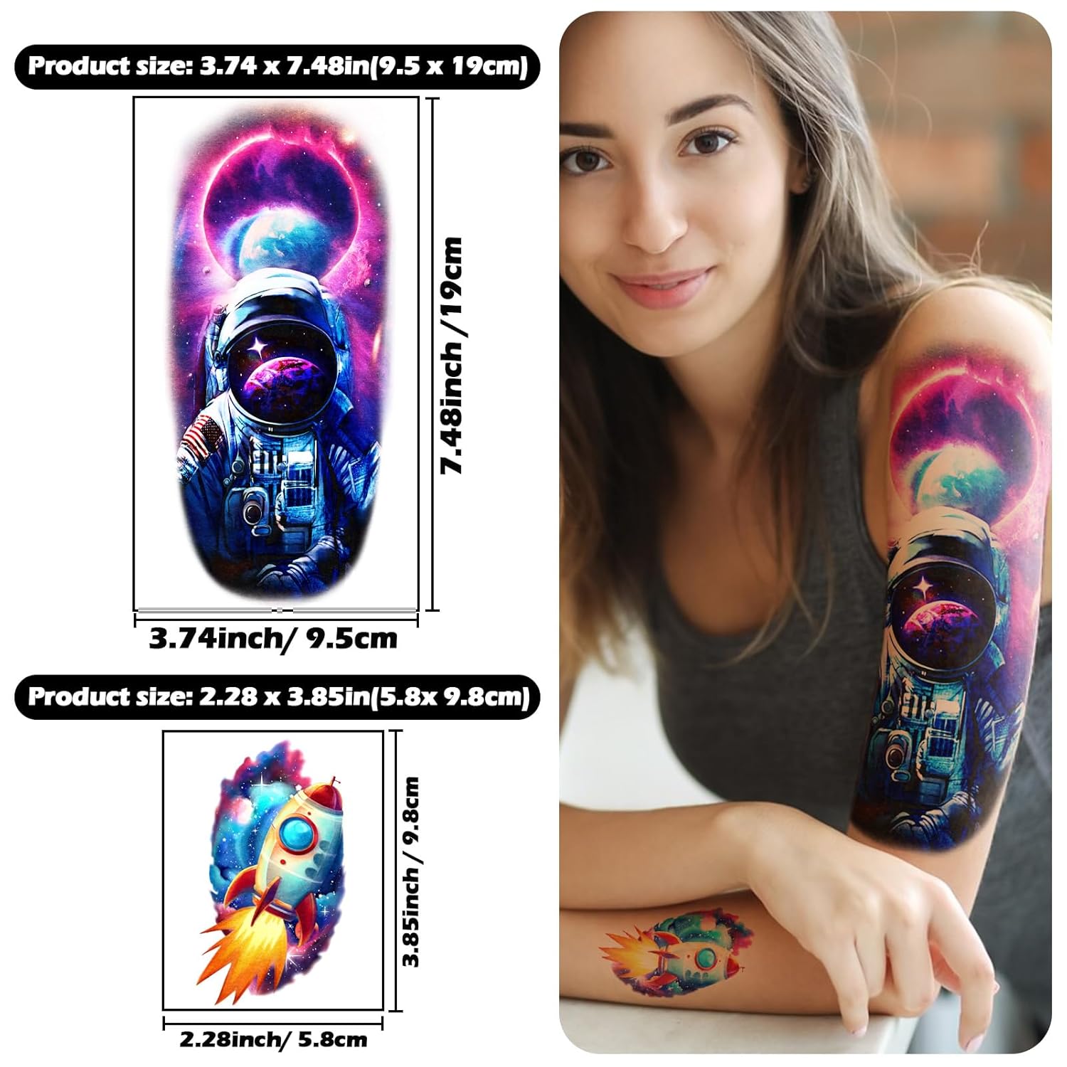 77 Sheets Temporary Tattoos for Men Women Teens