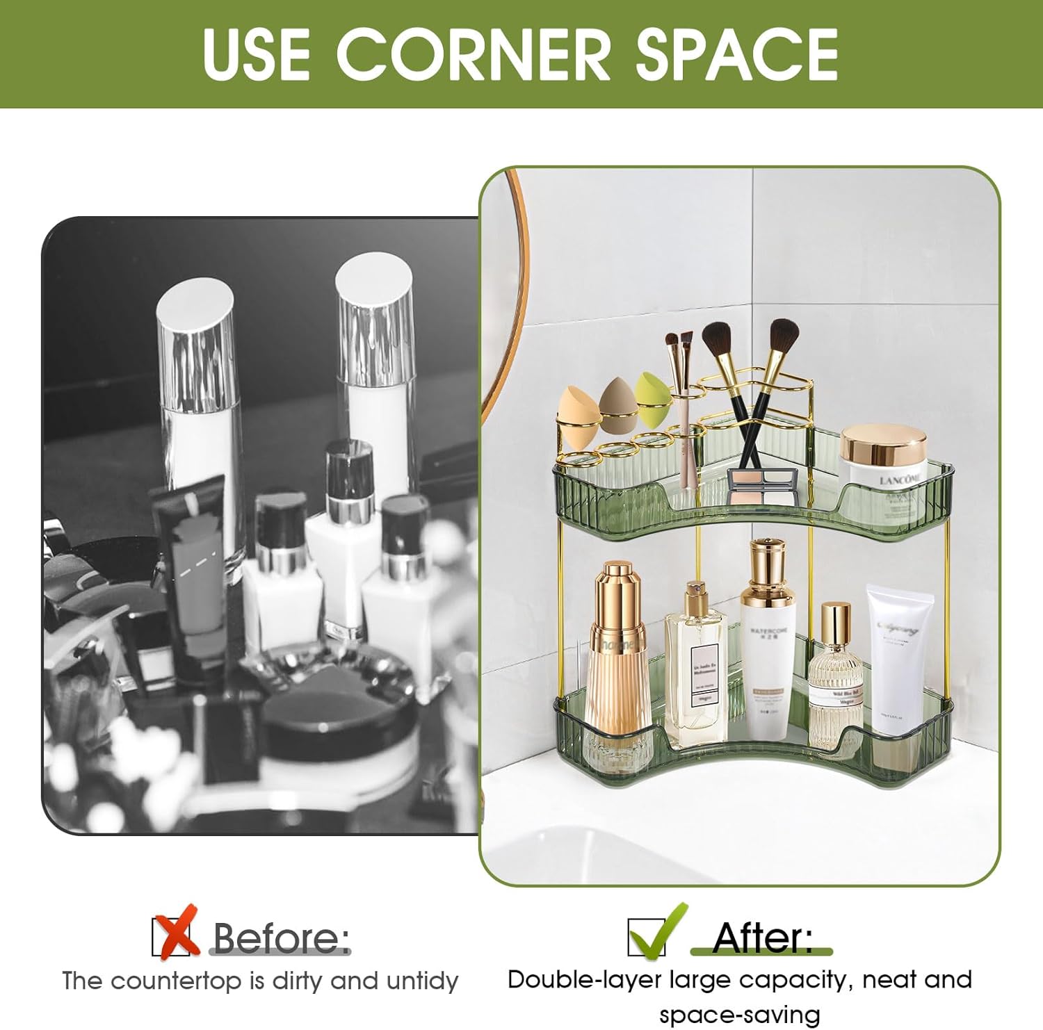 Jian Yana 2 Tier Green Makeup Organizer