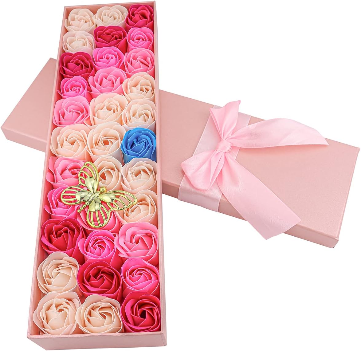 JIALEEY 33 PCS Rose Scented Bath Soap Set with Pink Gift Box