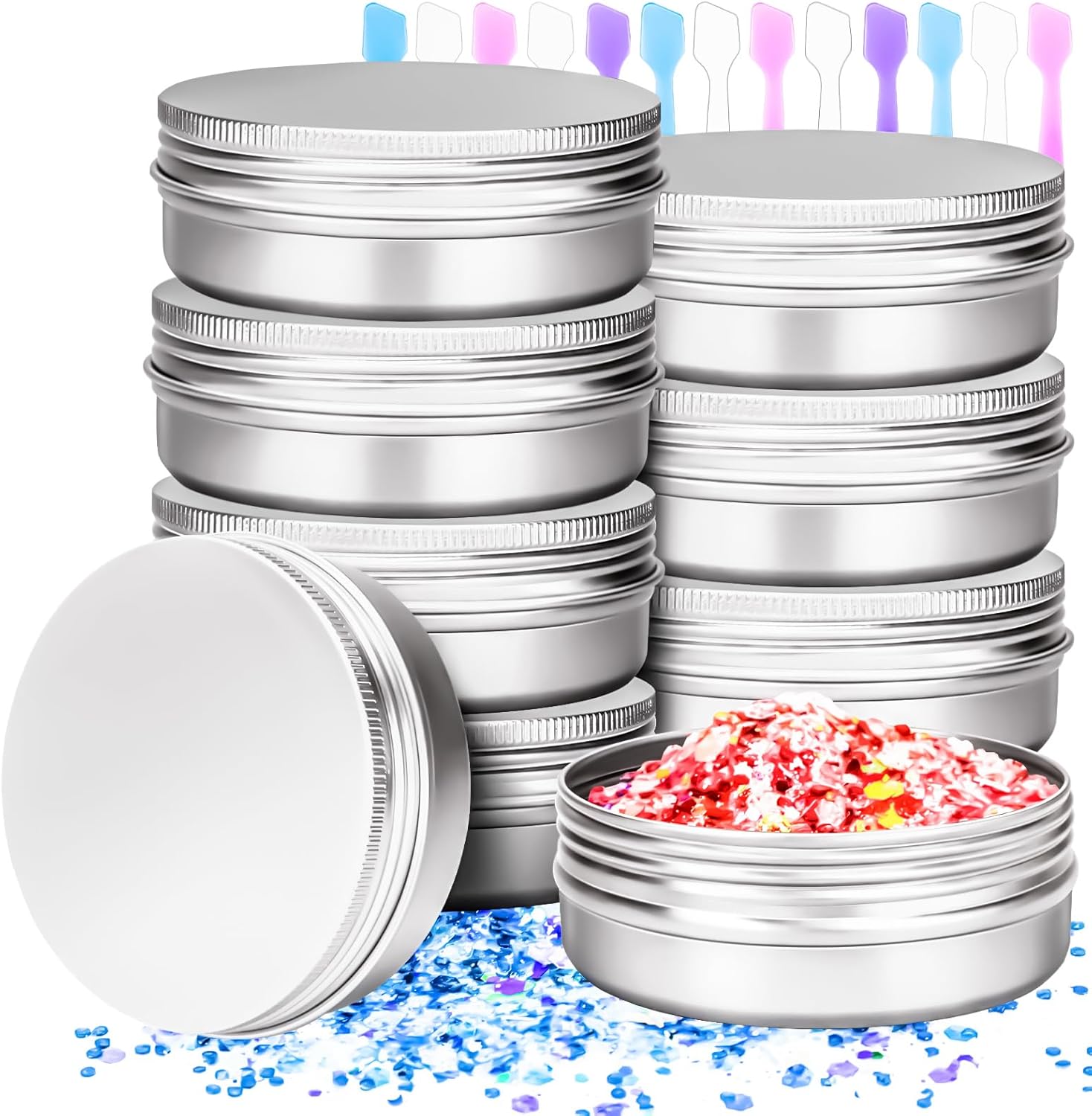 MotBach 8 Pack 4oz Metal Tin Jars with Screw Lid