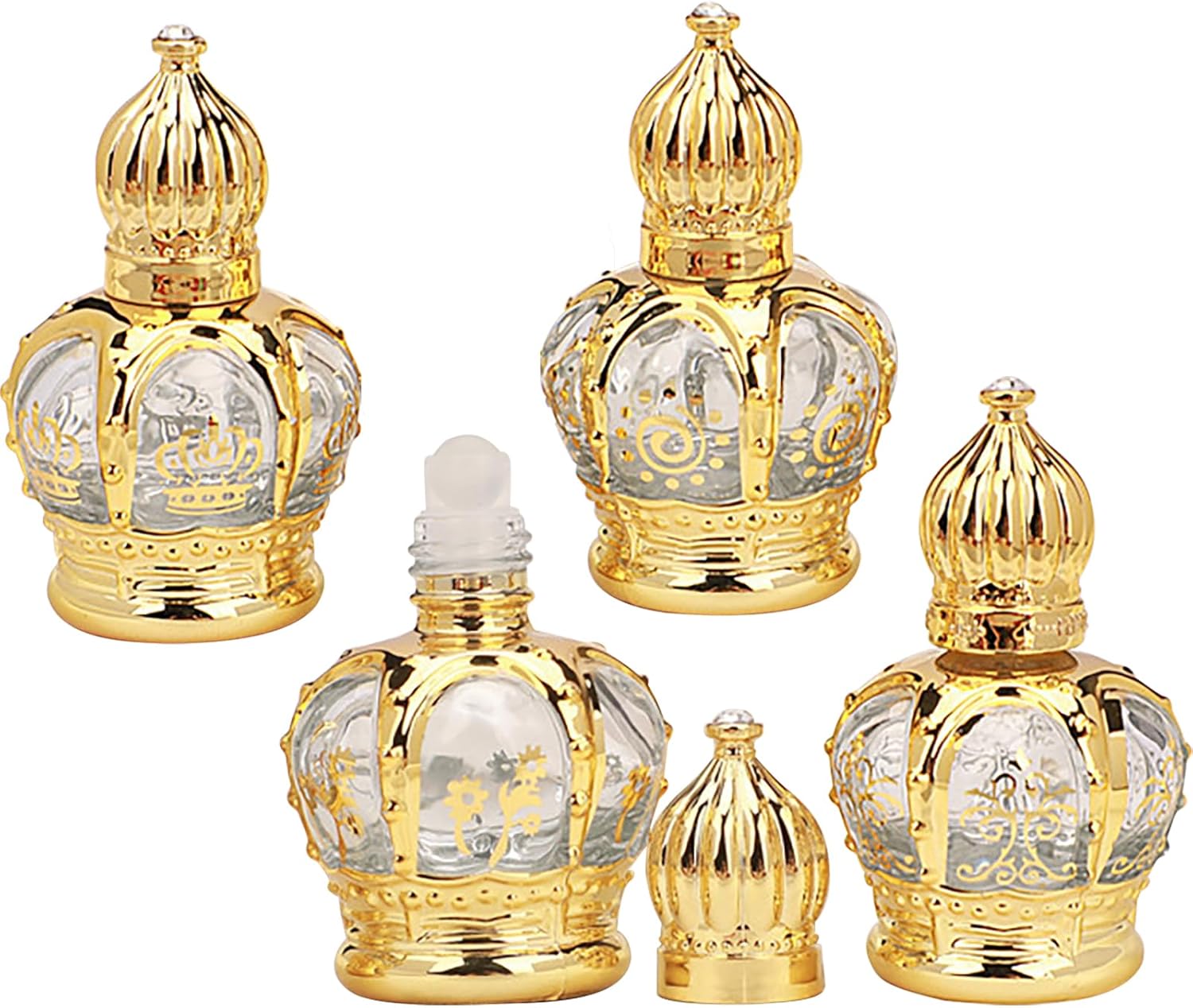 4 Pack Art Deco Roller Bottles For Essential Oils And Travel