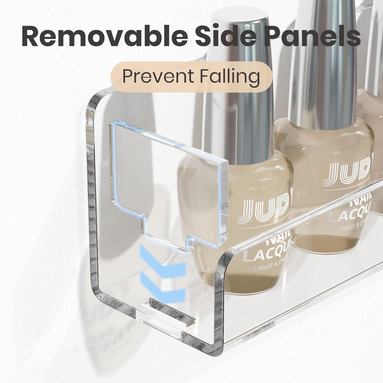 NIUBEE 6 Pack Wall Mounted Nail Polish Rack with Anti-Slip Inserts