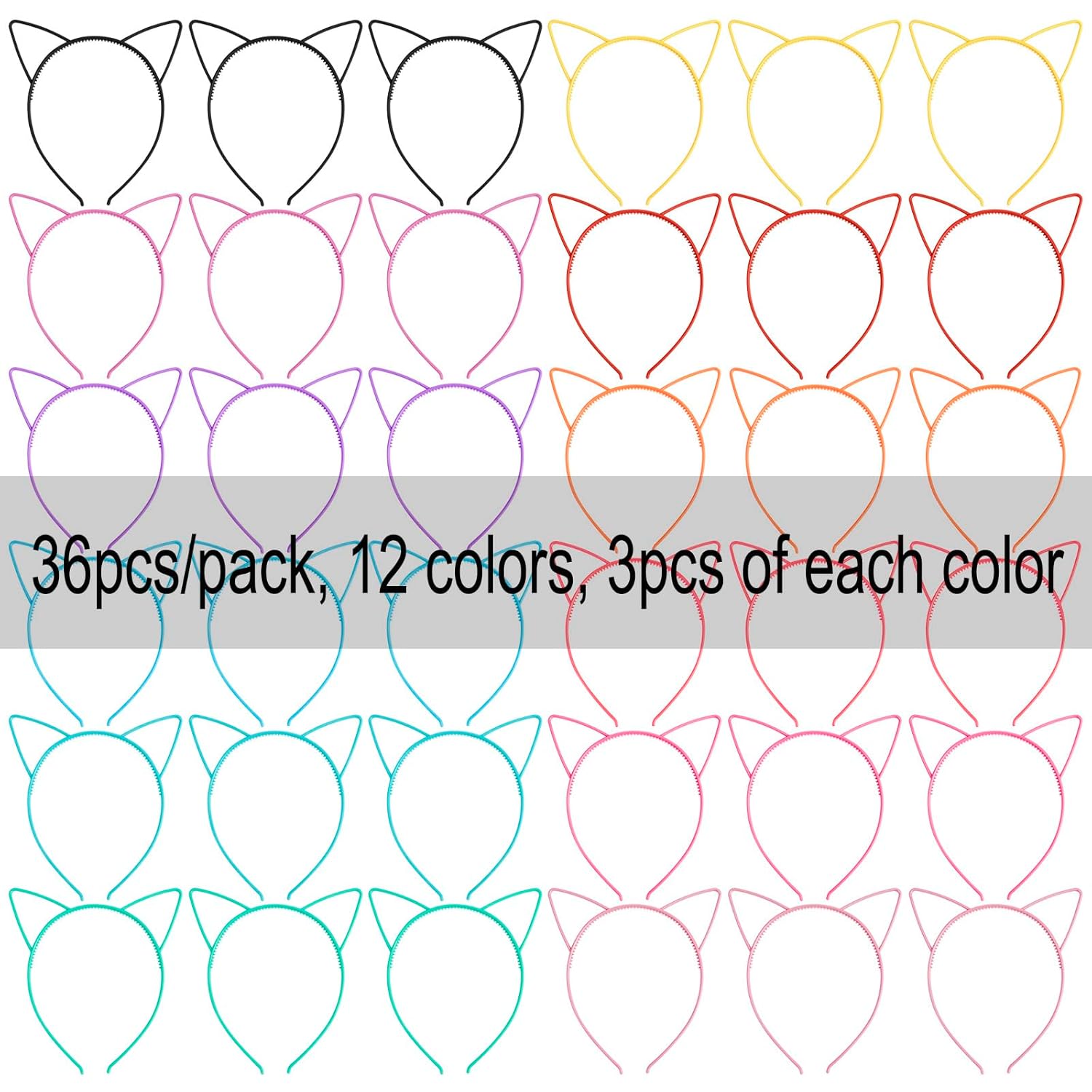 COCIDE 36 Pcs Cat Ears Headbands for Girls and Women
