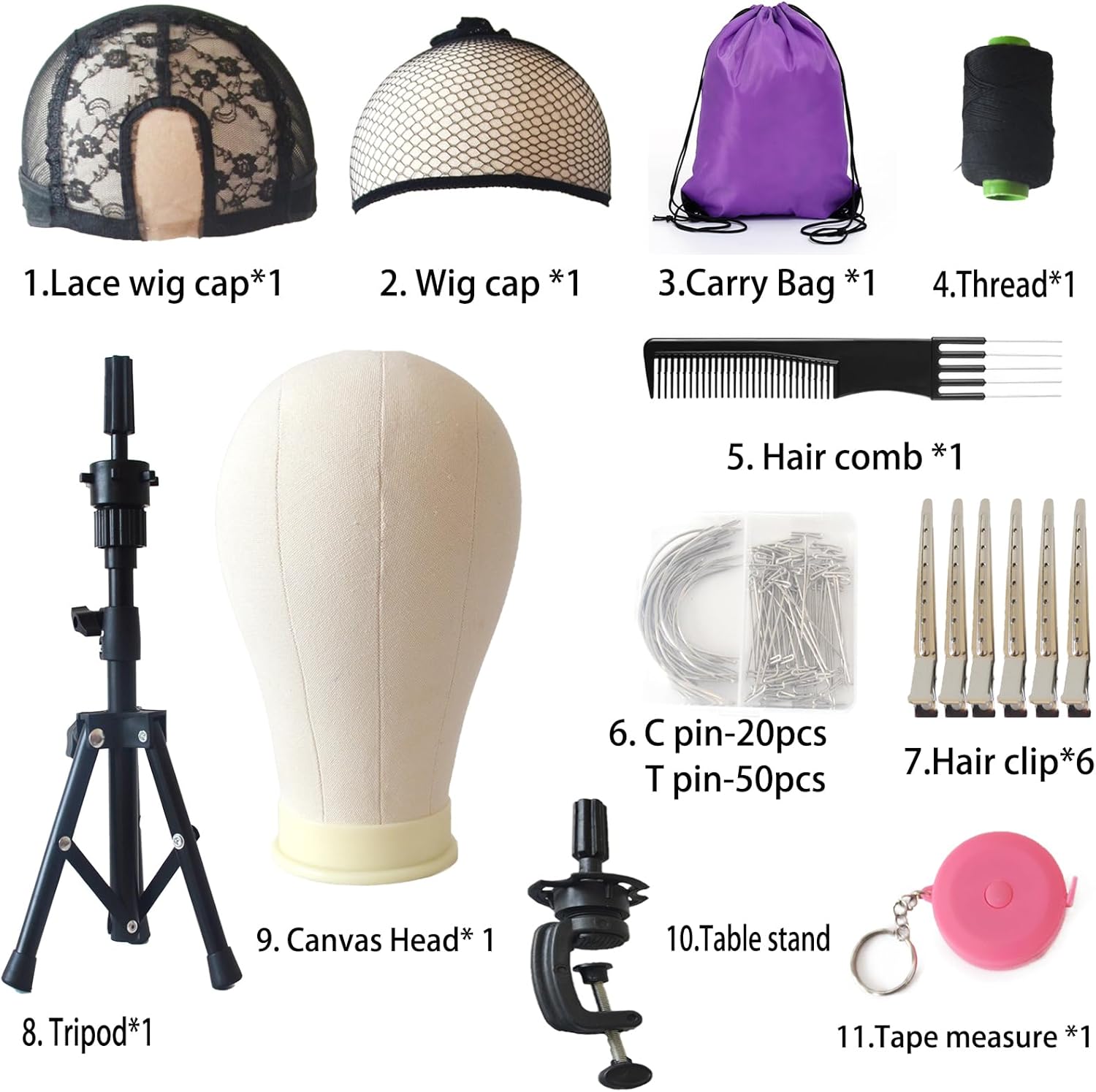 Adjustable Wig Stand with Mannequin Head 23 Inch