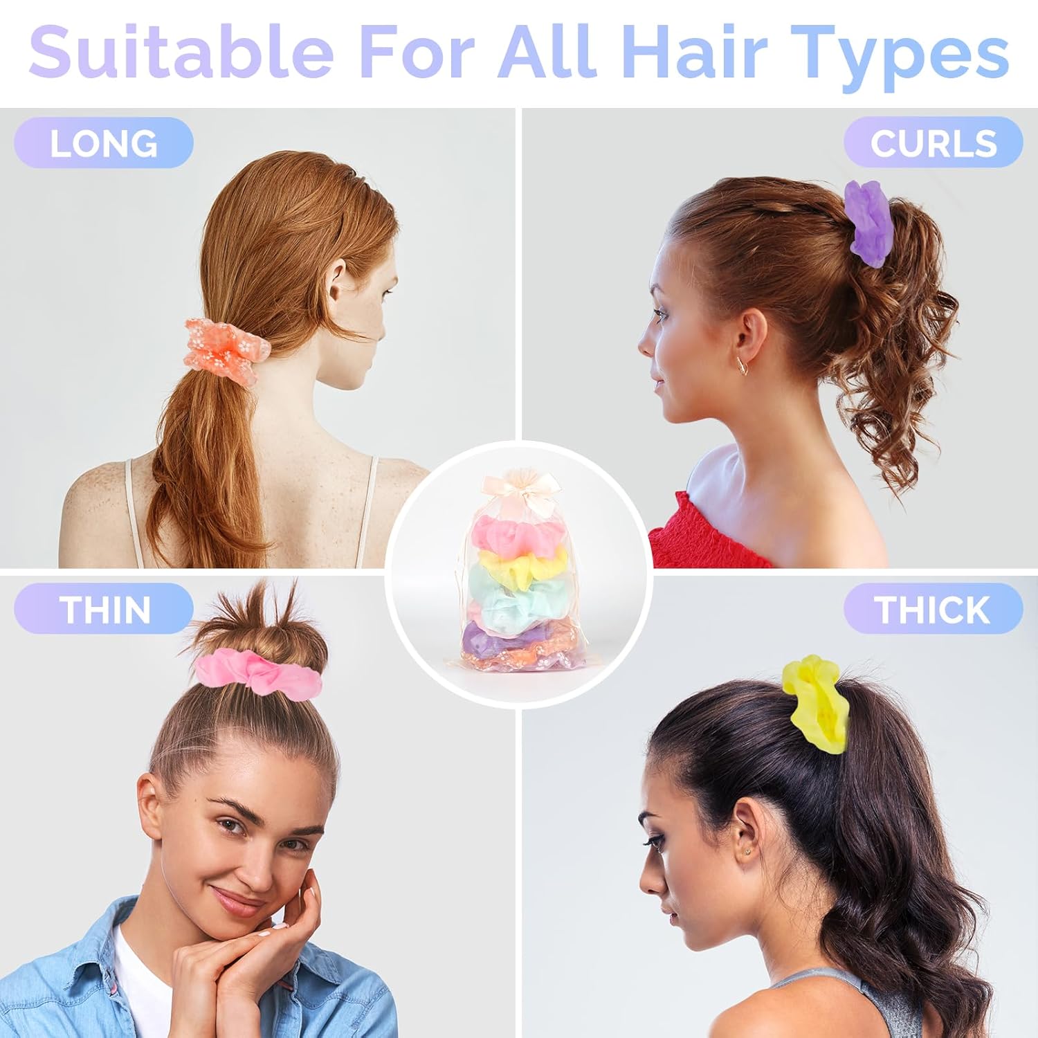 8 Pcs LED Scrunchies for Women - Glow in the Dark