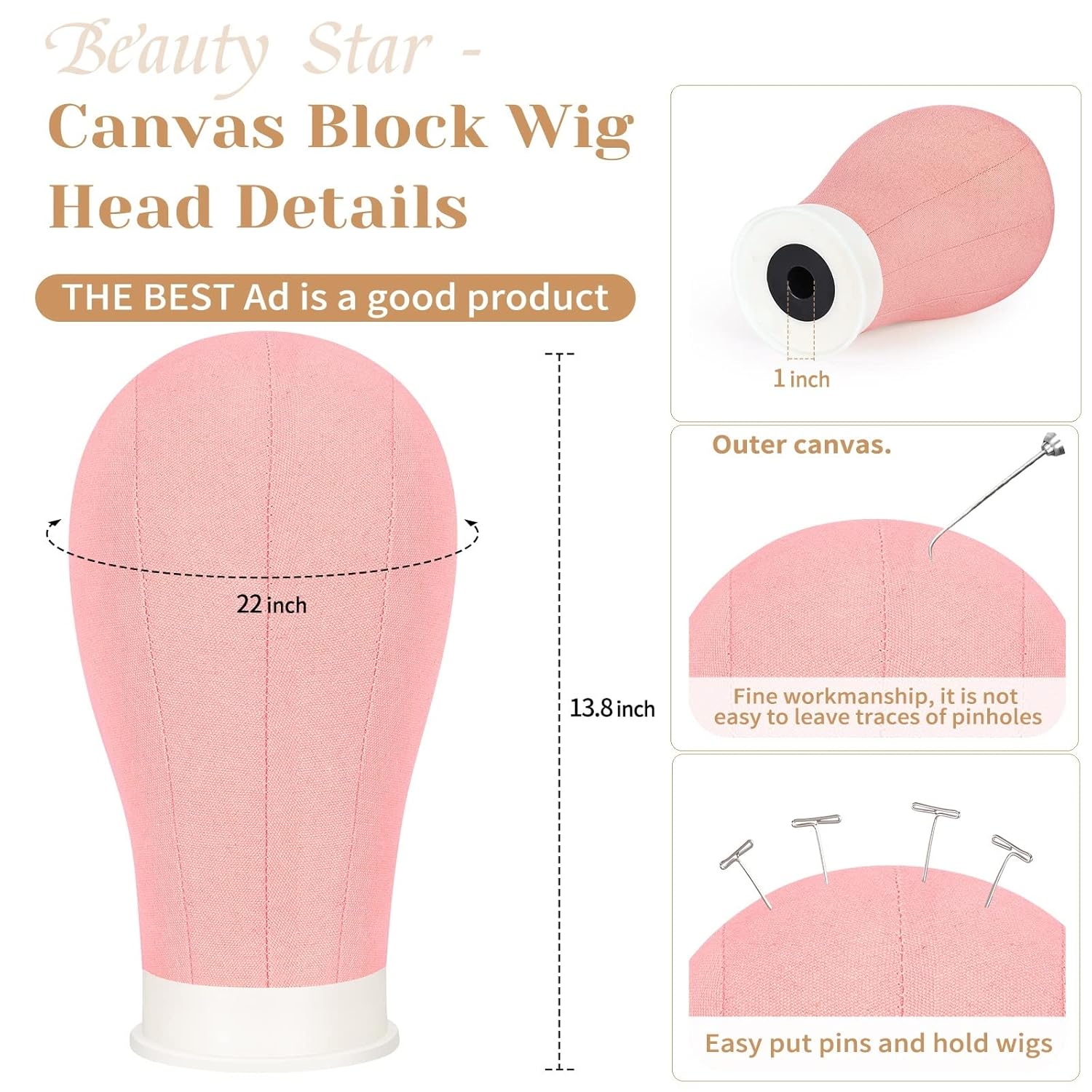 Beauty Star 63 Inch Tall Wig Stand Tripod with 22 Inch Mannequin Head