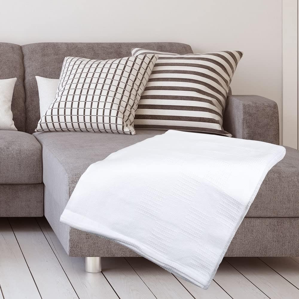 ForPro Professional Premium Checker Weave Thermal Massage Blanket 66x90 White