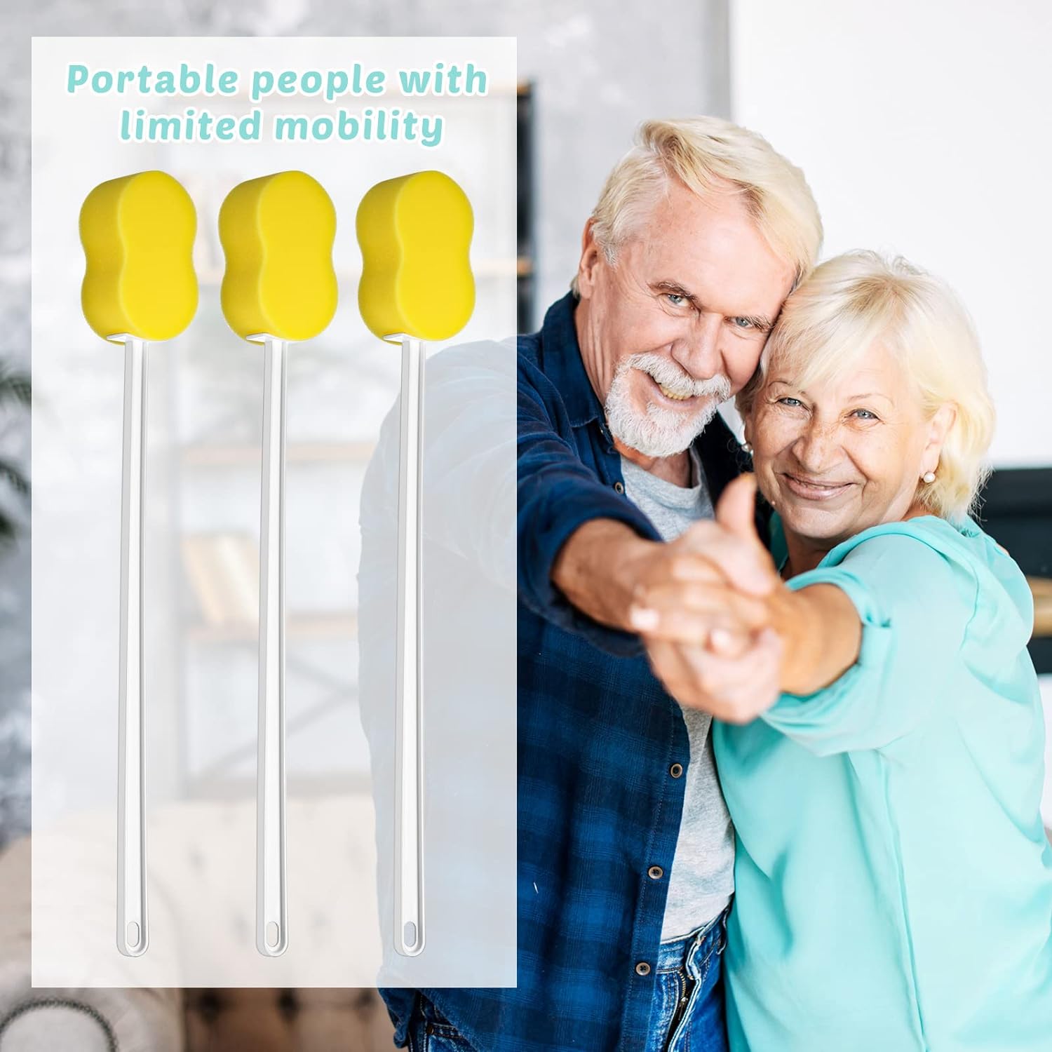 Yetene 3 Piece Long Handle Sponge Back Scrubber