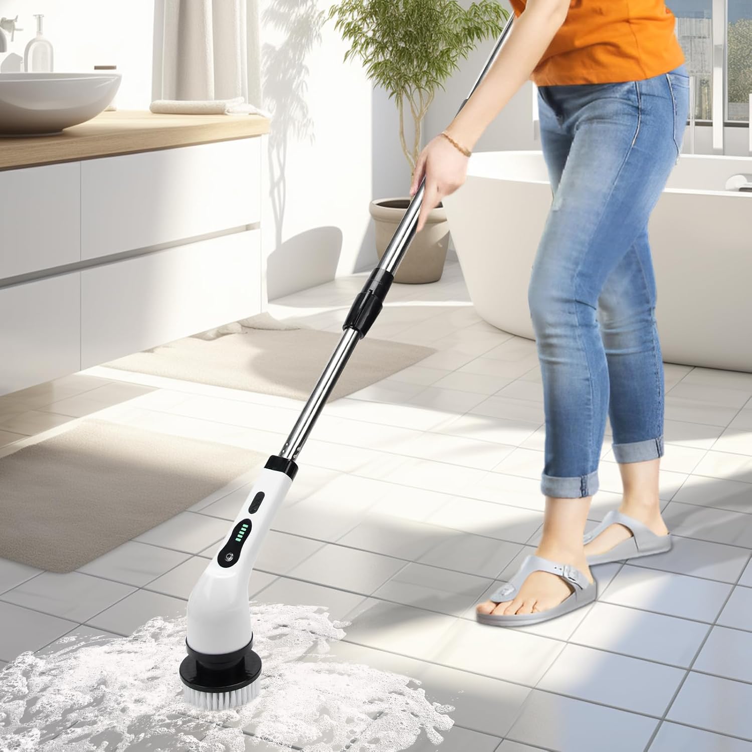Sayene Electric Spin Scrubber with 9 Brush Heads and 3-Section Handle