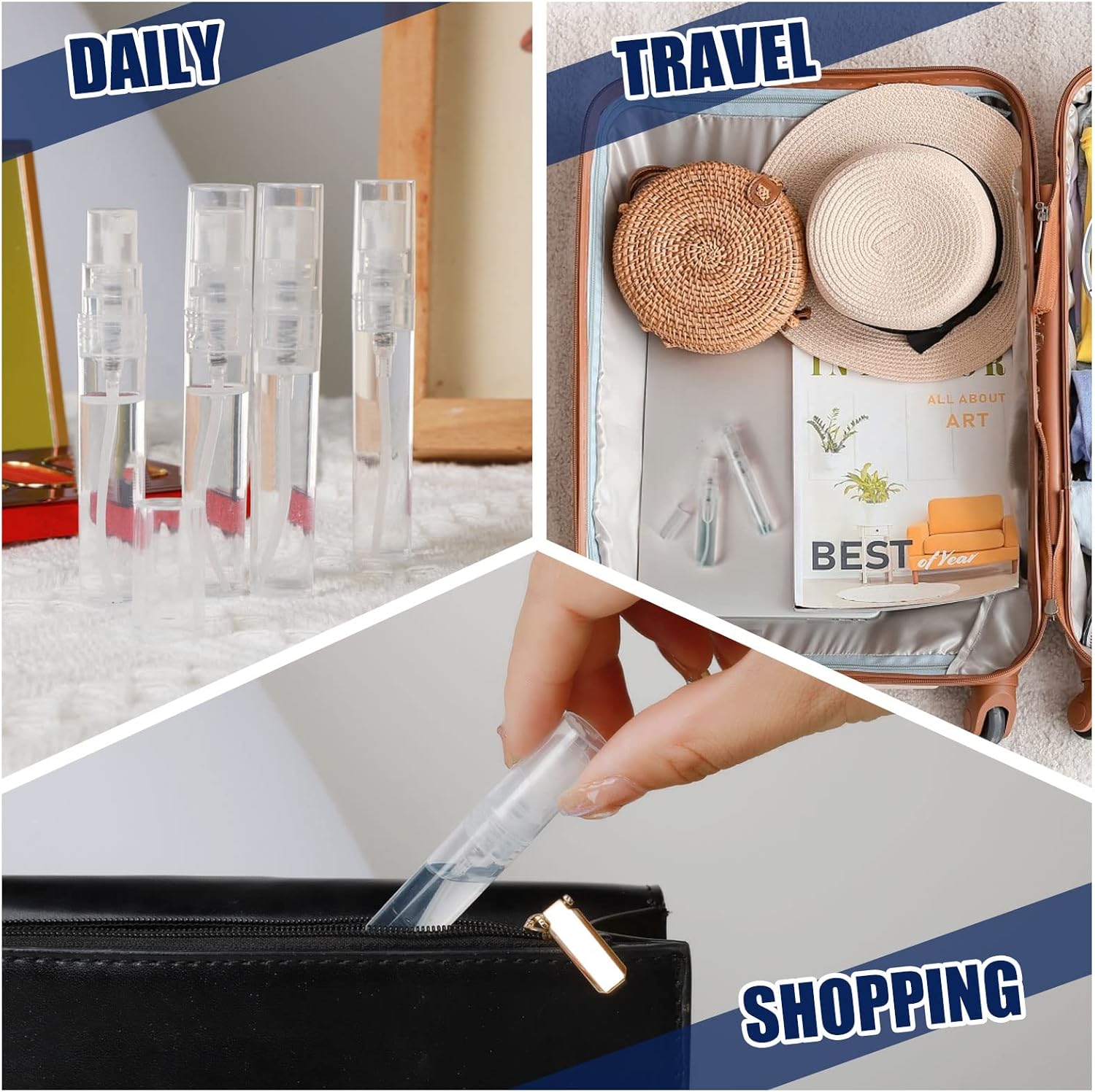 Fandamei 10 Pack 5ml Clear Mini Spray Bottle Empty