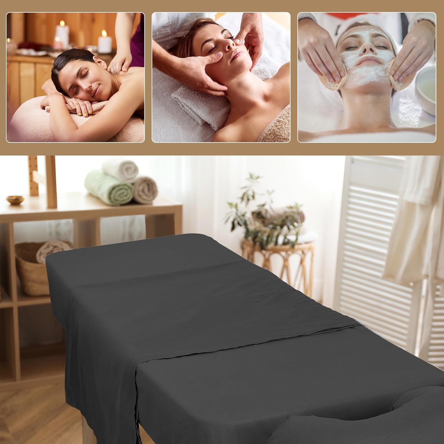 12 Pcs 4 Sets Microfiber Massage Table Sheet Set Black