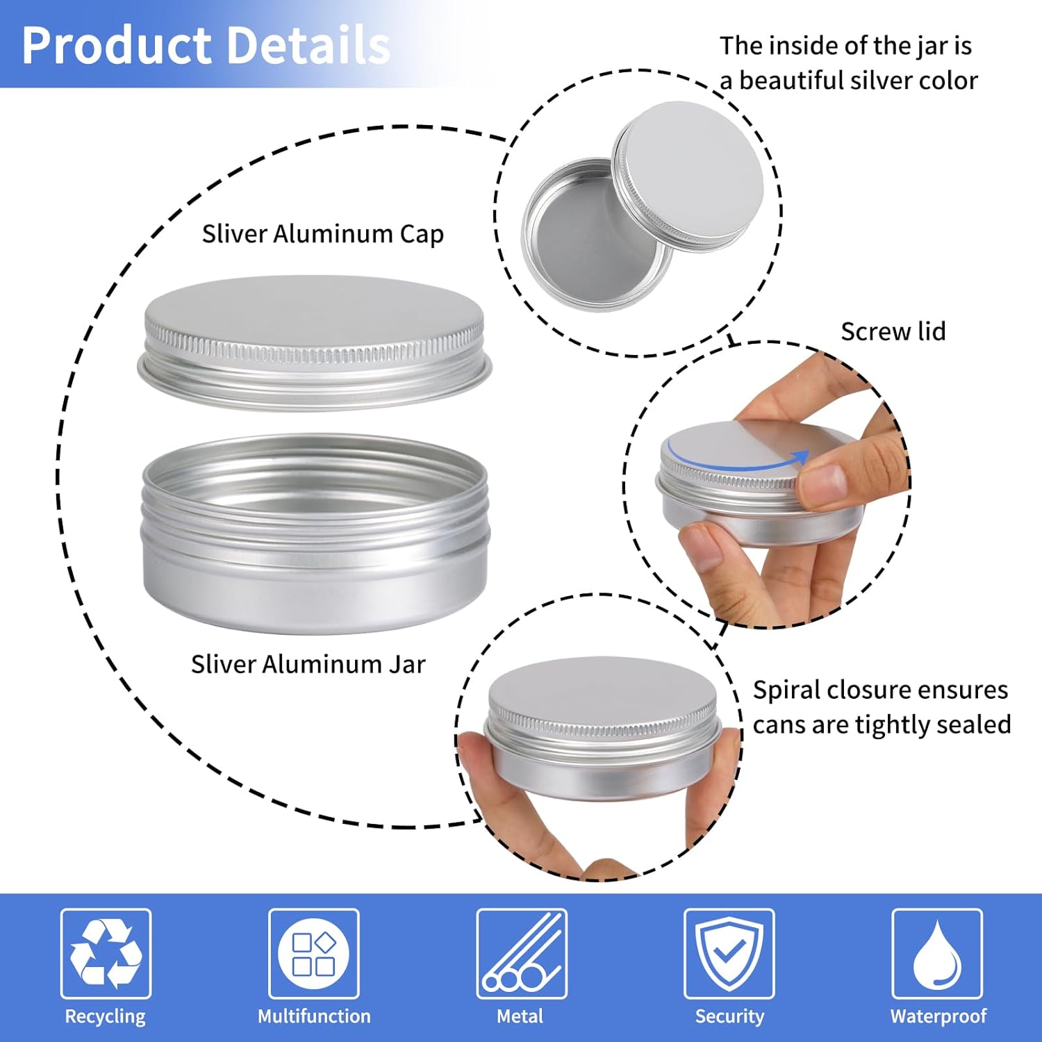 Moretoes 60 Pack 2 Oz Metal Tin Containers