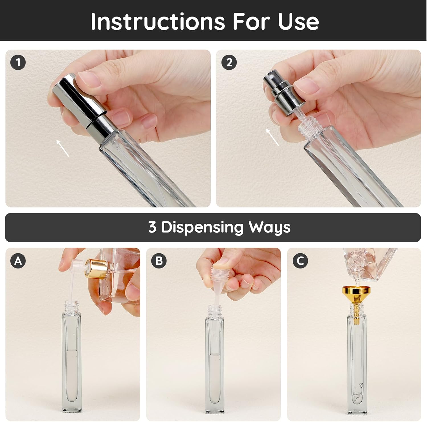 Segbeauty 5-Piece Glass Perfume Bottle Set