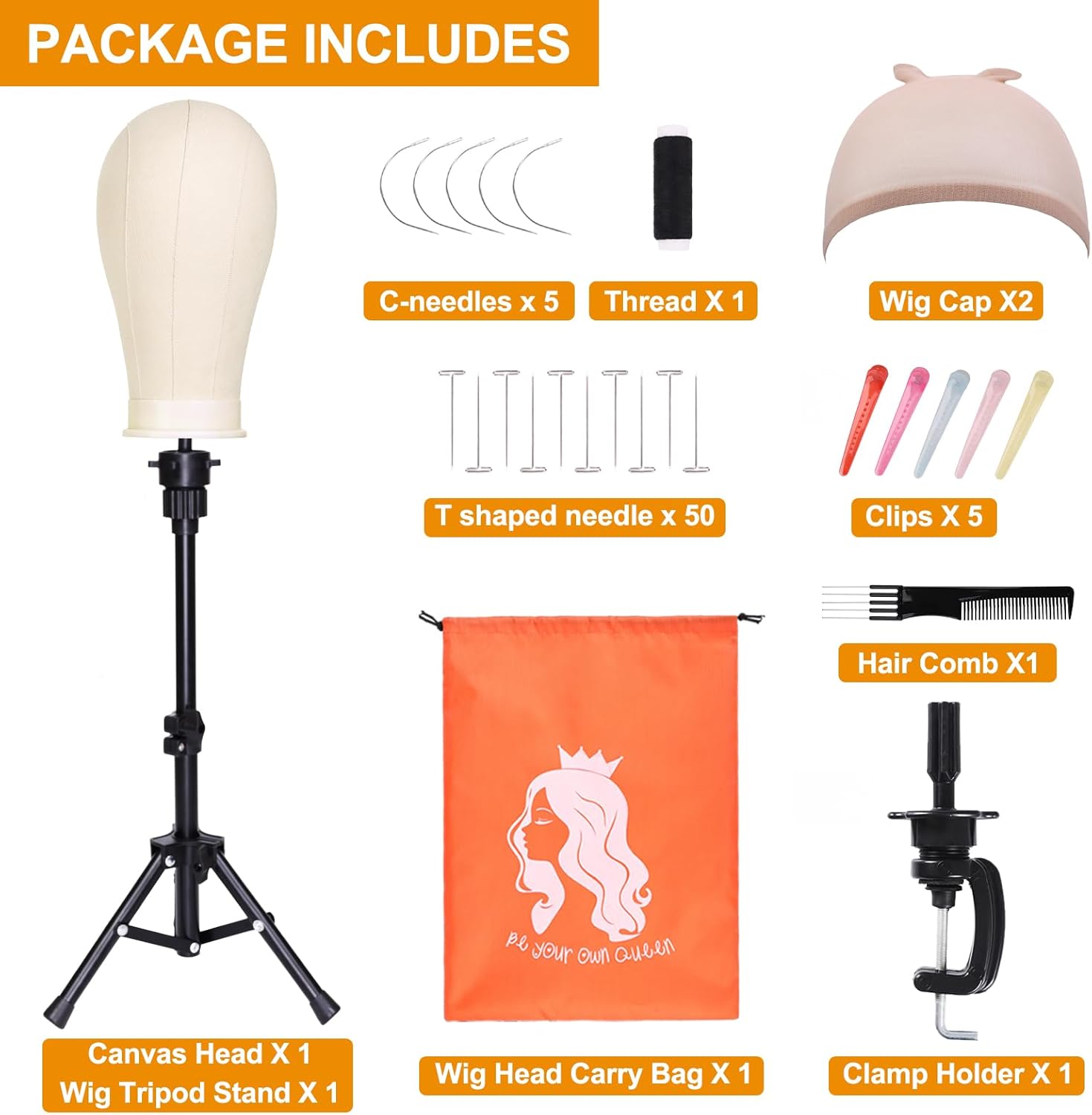PWEOUKE 23 Inch Wig Stand Tripod with Head Set