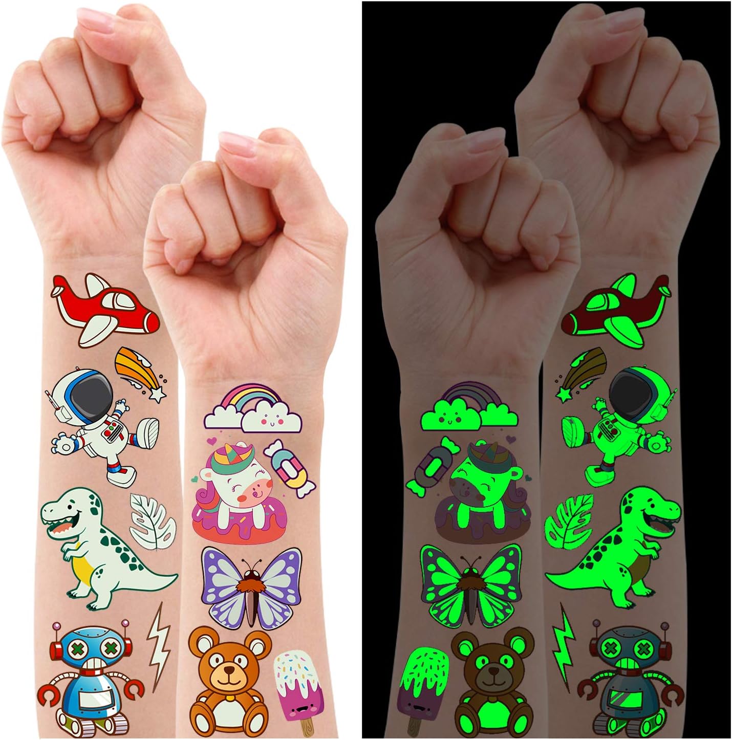 Partywind 380 Styles Luminous Temporary Tattoos for Kids
