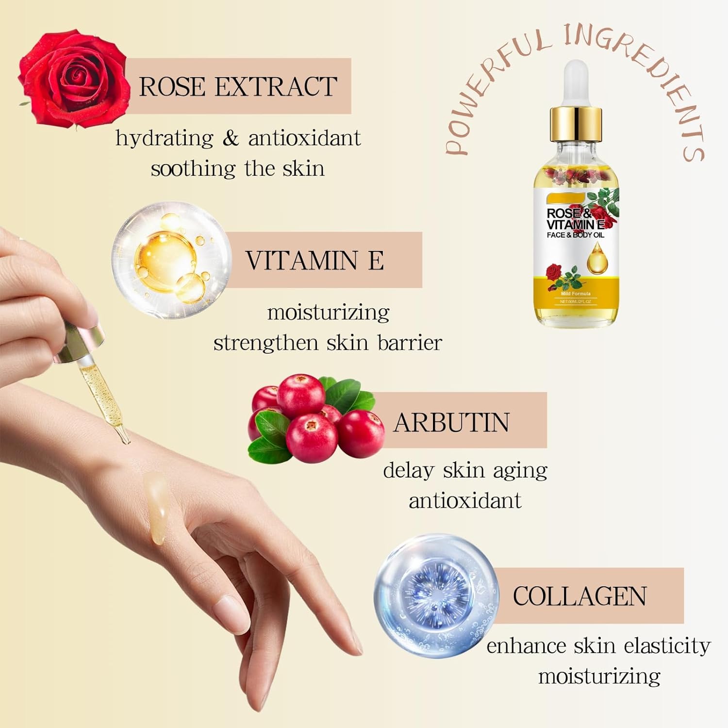 2 Pcs Rose and Vitamin E Oil for Skin Care