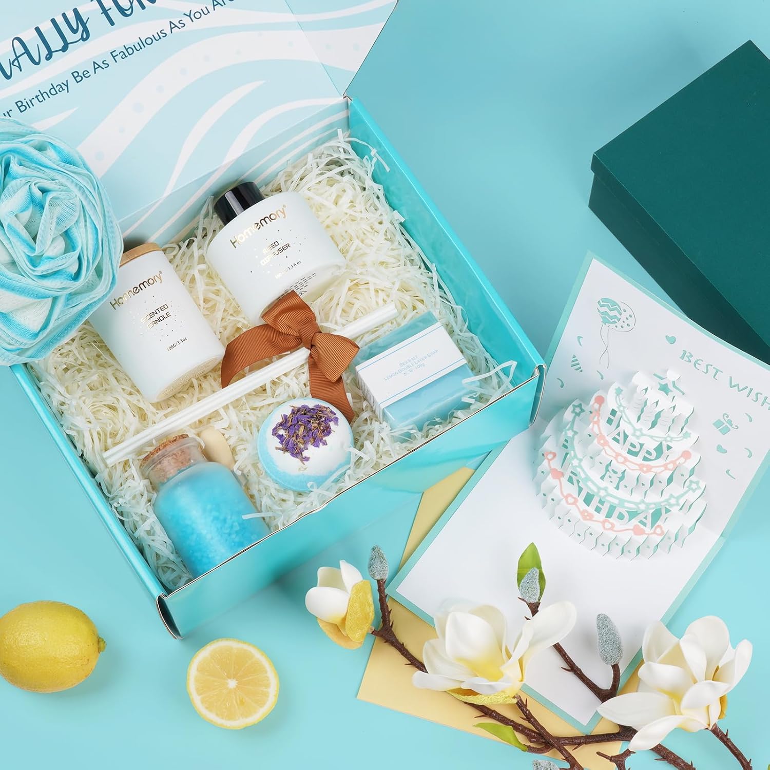 Homemory Bath Set for Women Birthday Gift with 3D Card