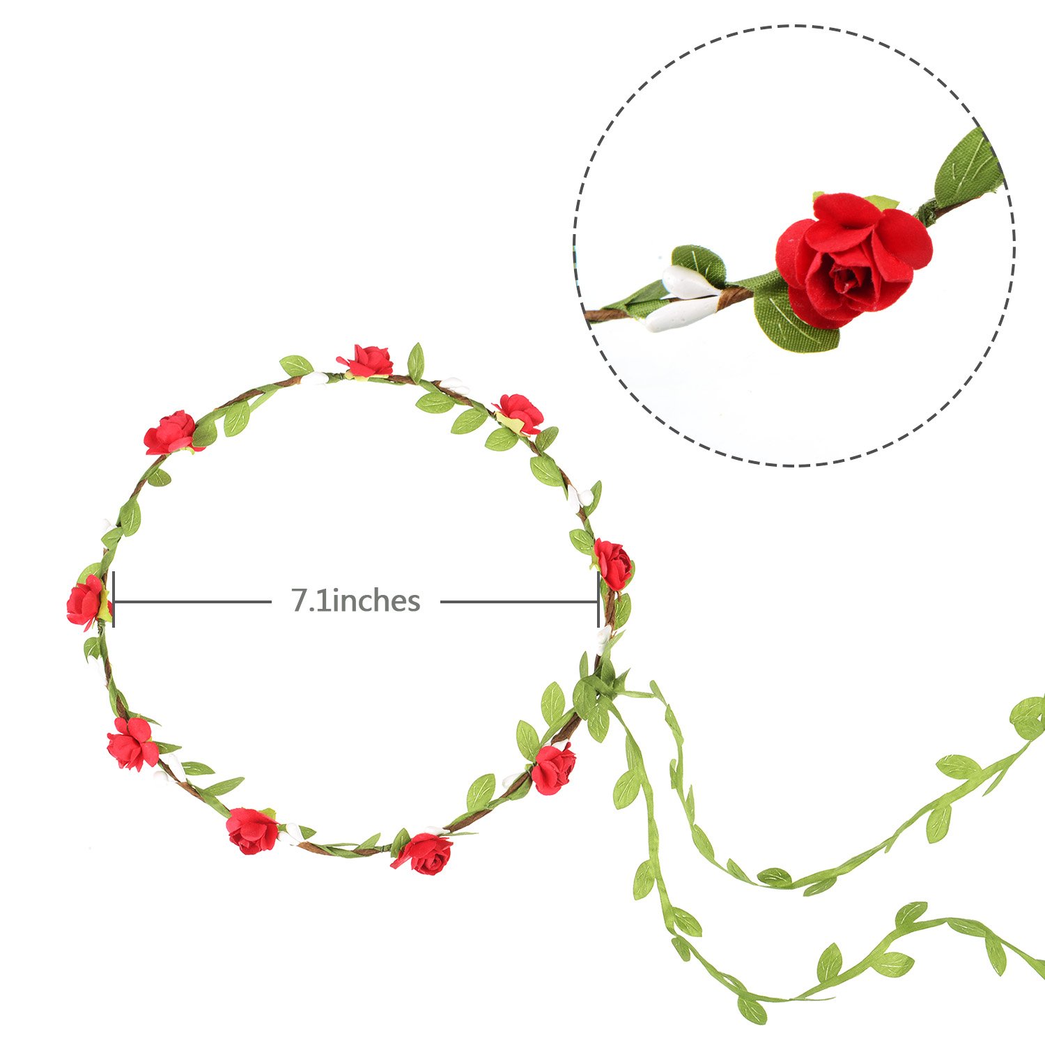 EBOOT 15-Piece Multicolor Flower Crown Headband Set