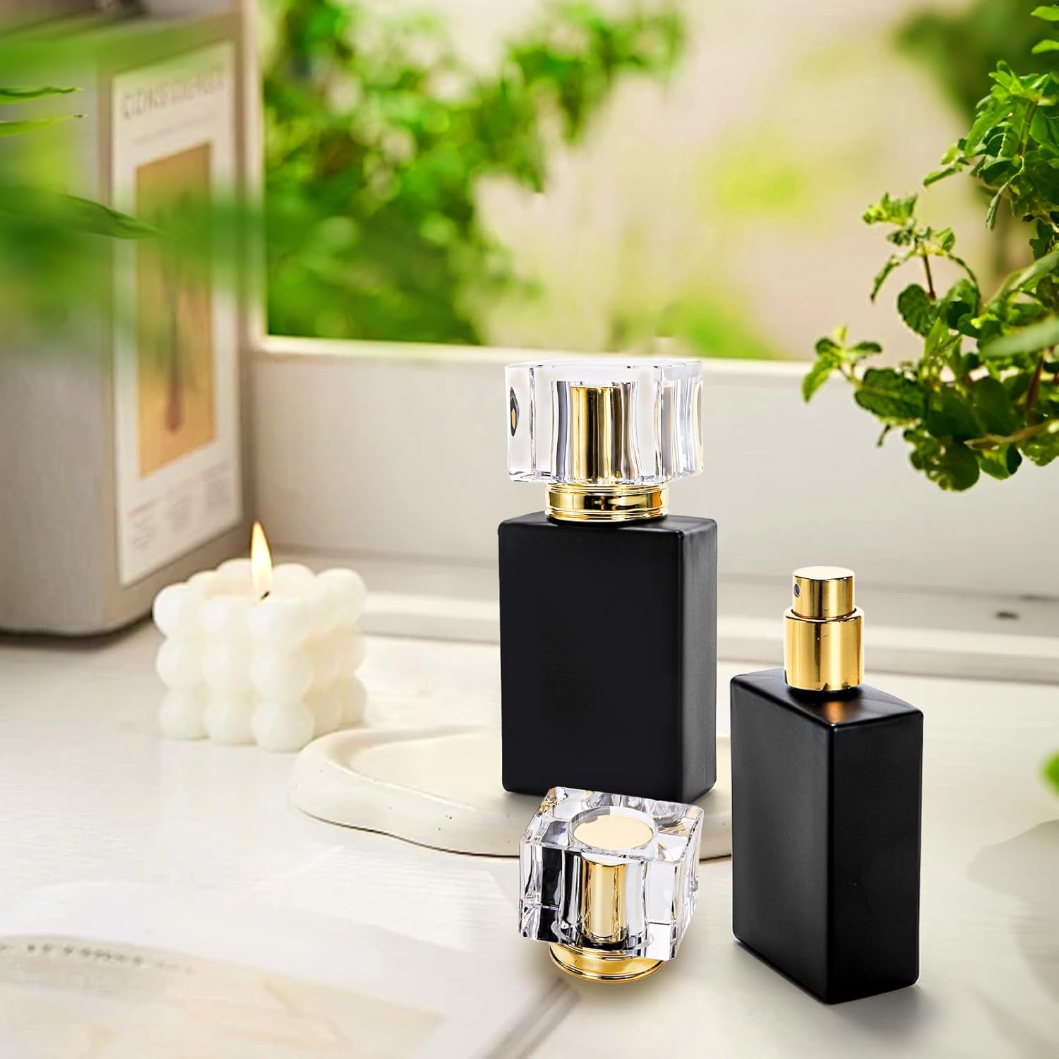 Foraineam 8 Pack Black Refillable Perfume Bottles