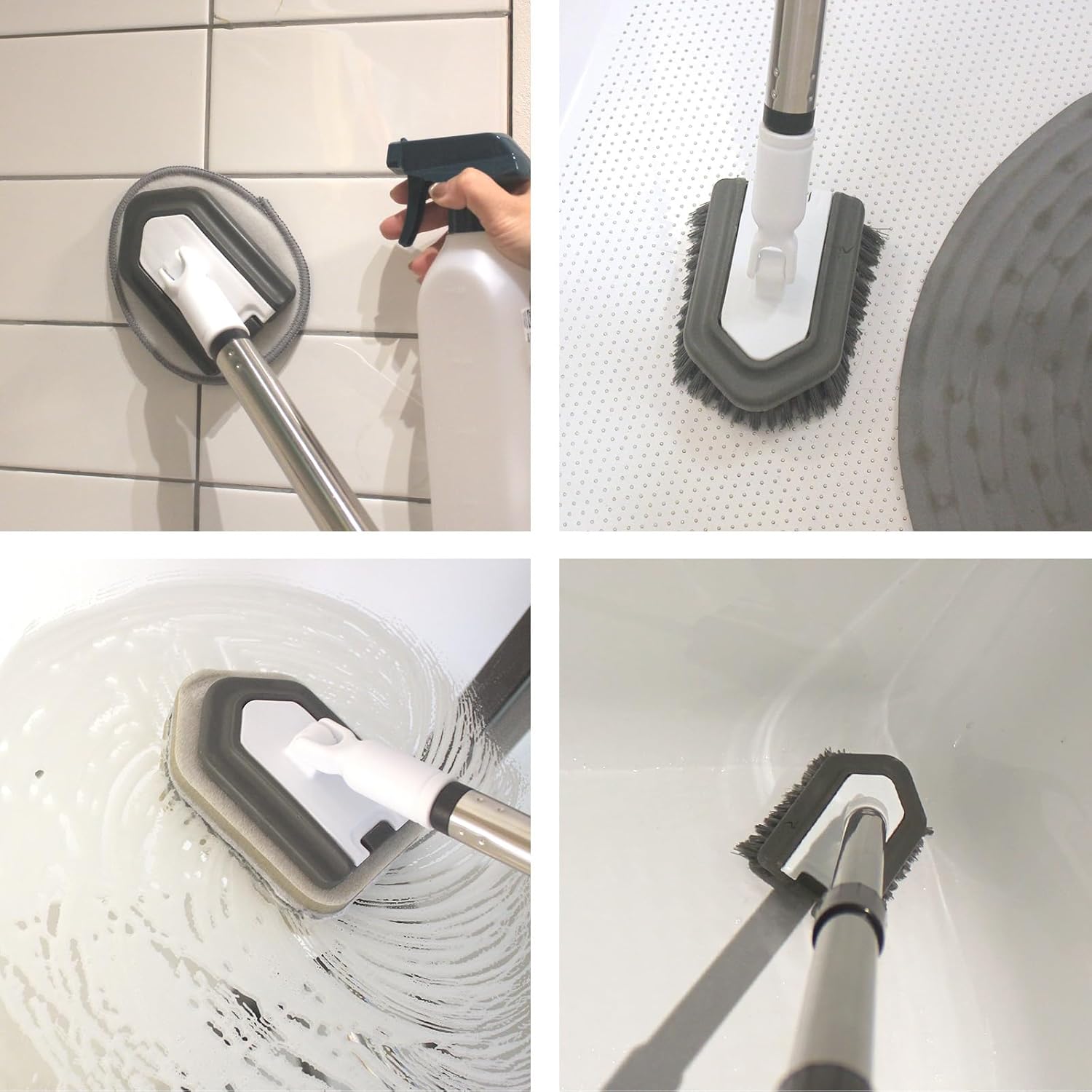 FRAXIR 5 In 1 Tile Tub Scrubber Brush with Adjustable Handle