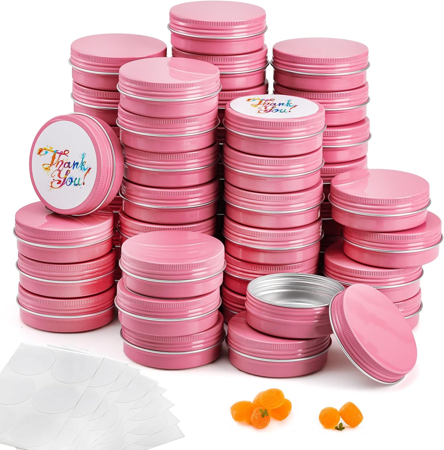 Foraineam 48 Pack 2 Oz Screw Top Aluminum Tin Cans