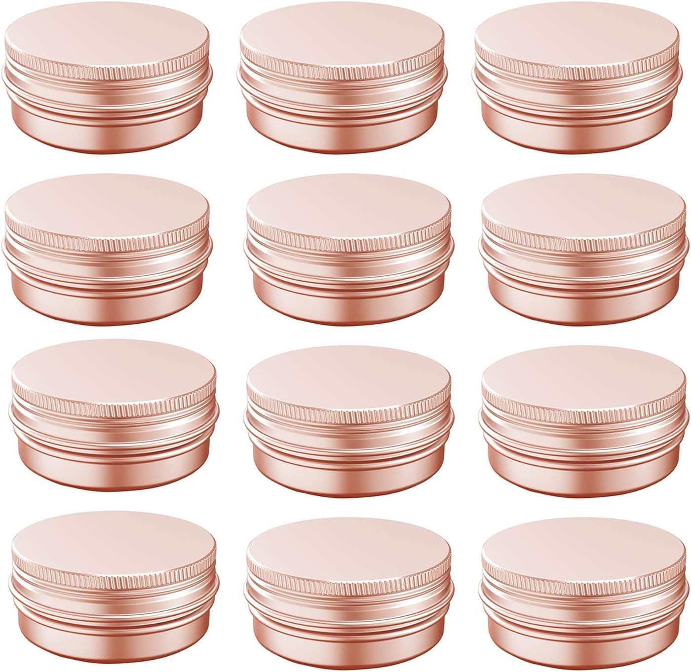 1 Oz Rose Gold Aluminum Jar with Screw Cap 12 Pcs