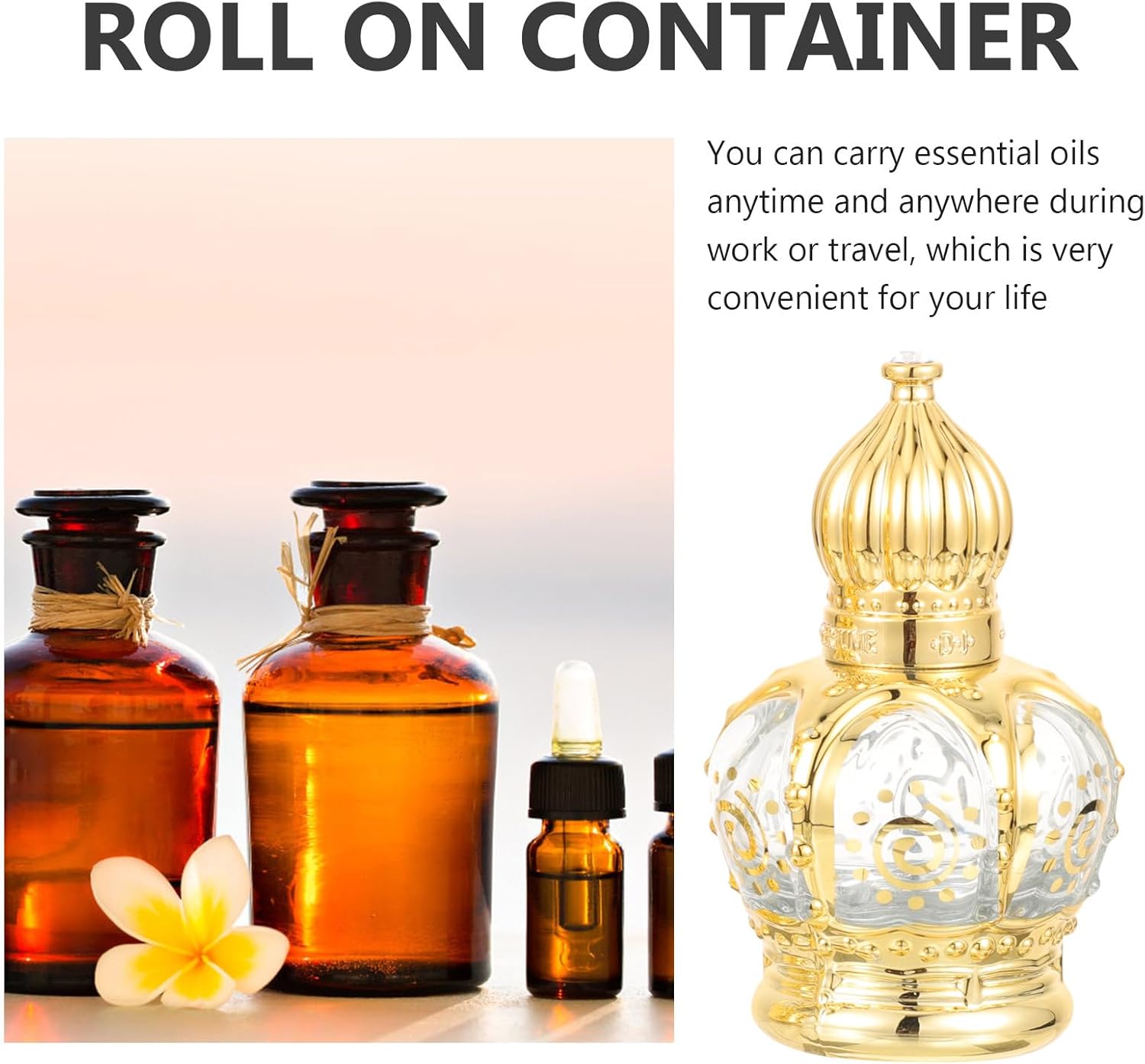 Homoyoyo 2pcs Essential Oil Glass Bottles 10ml Travel Roller Bottles