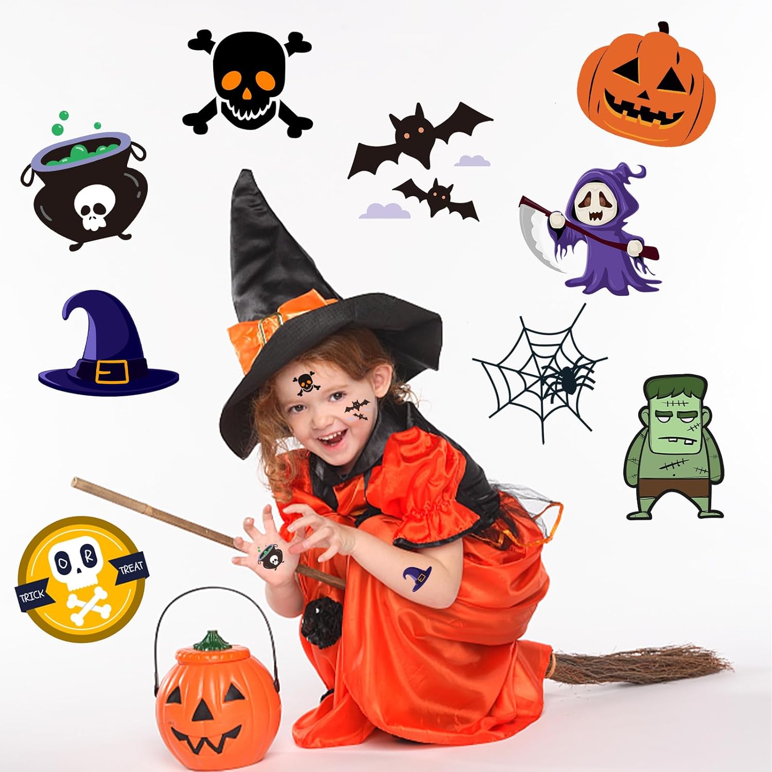 180pcs Halloween Temporary Tattoos for Kids
