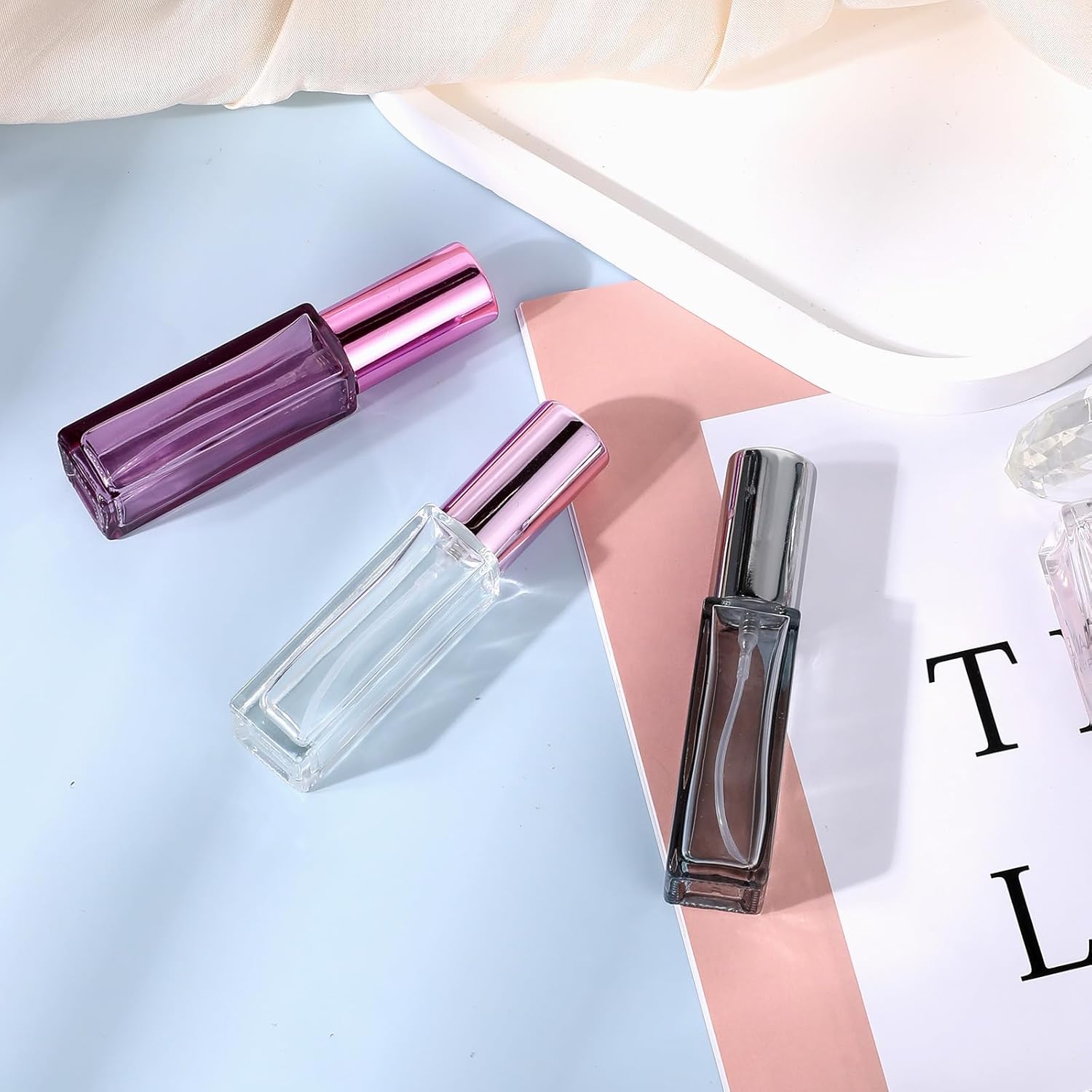 3 Pcs 10ML Glass Perfume Travel Refillable Bottles