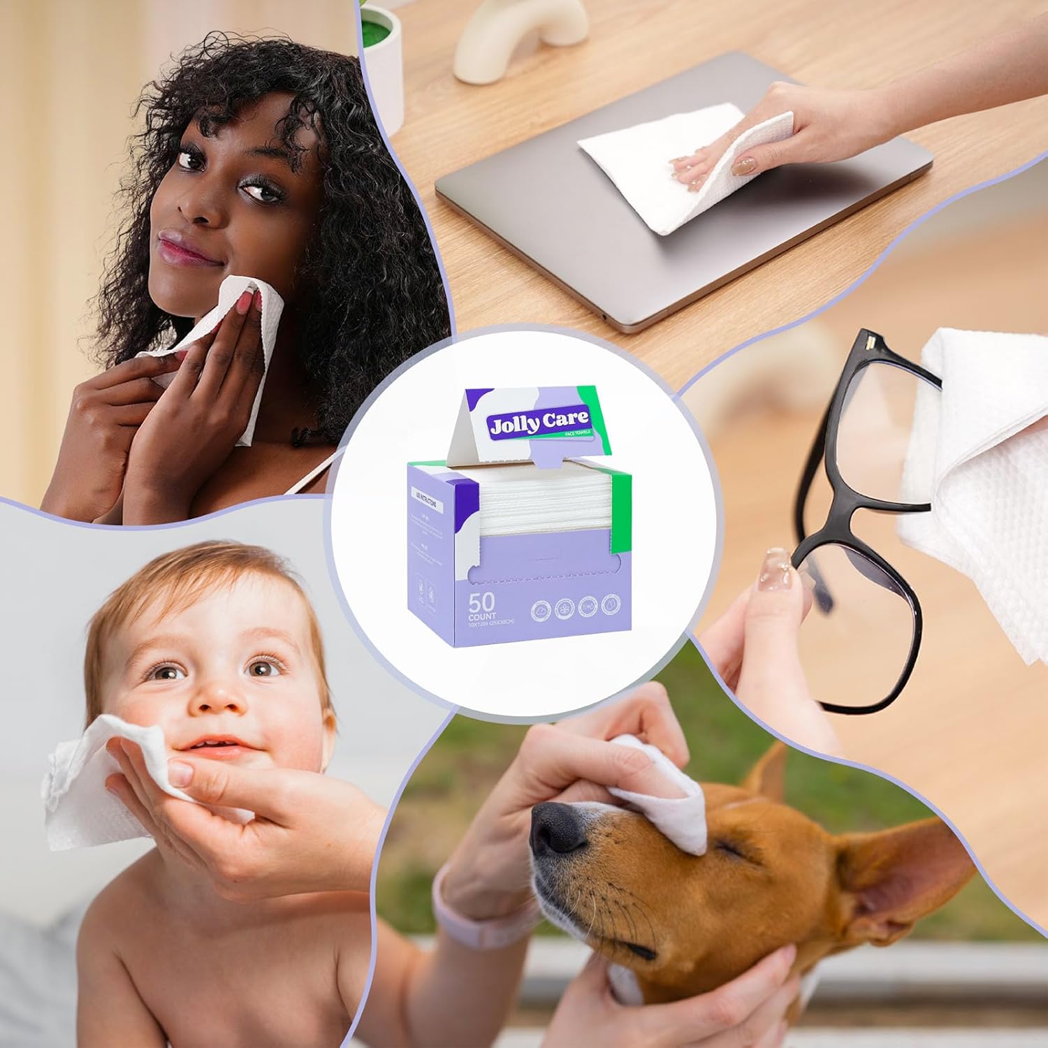 Jolly Care Disposable Face Towels 10x12 50 Count 4 Pack