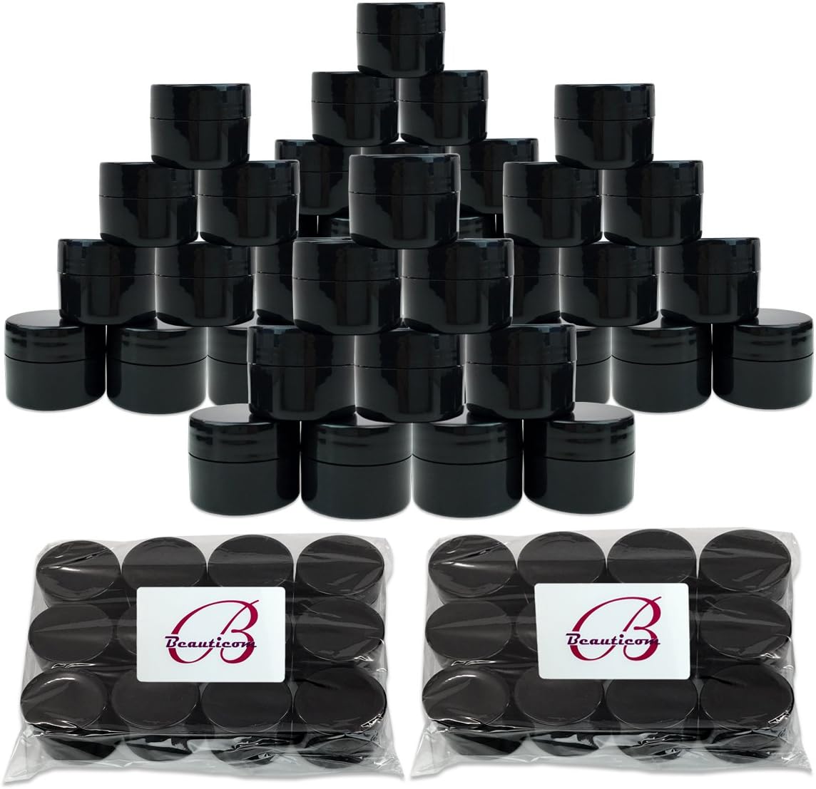 PANA Beauticom 96 Piece Black Plastic Jar Set