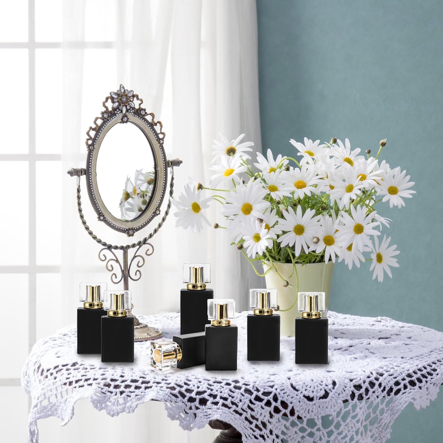 Foraineam 8 Pack Black Refillable Perfume Bottles