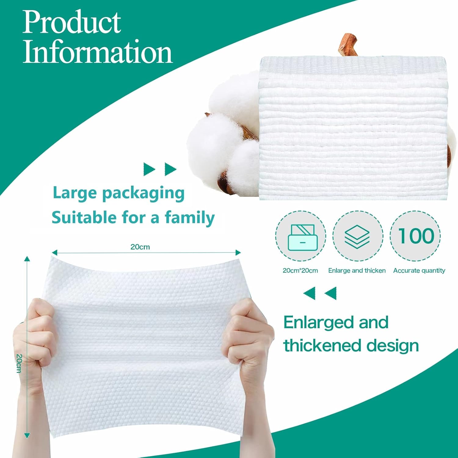 Soft Disposable Face Towel 100 Count Cotton Dry Wipes