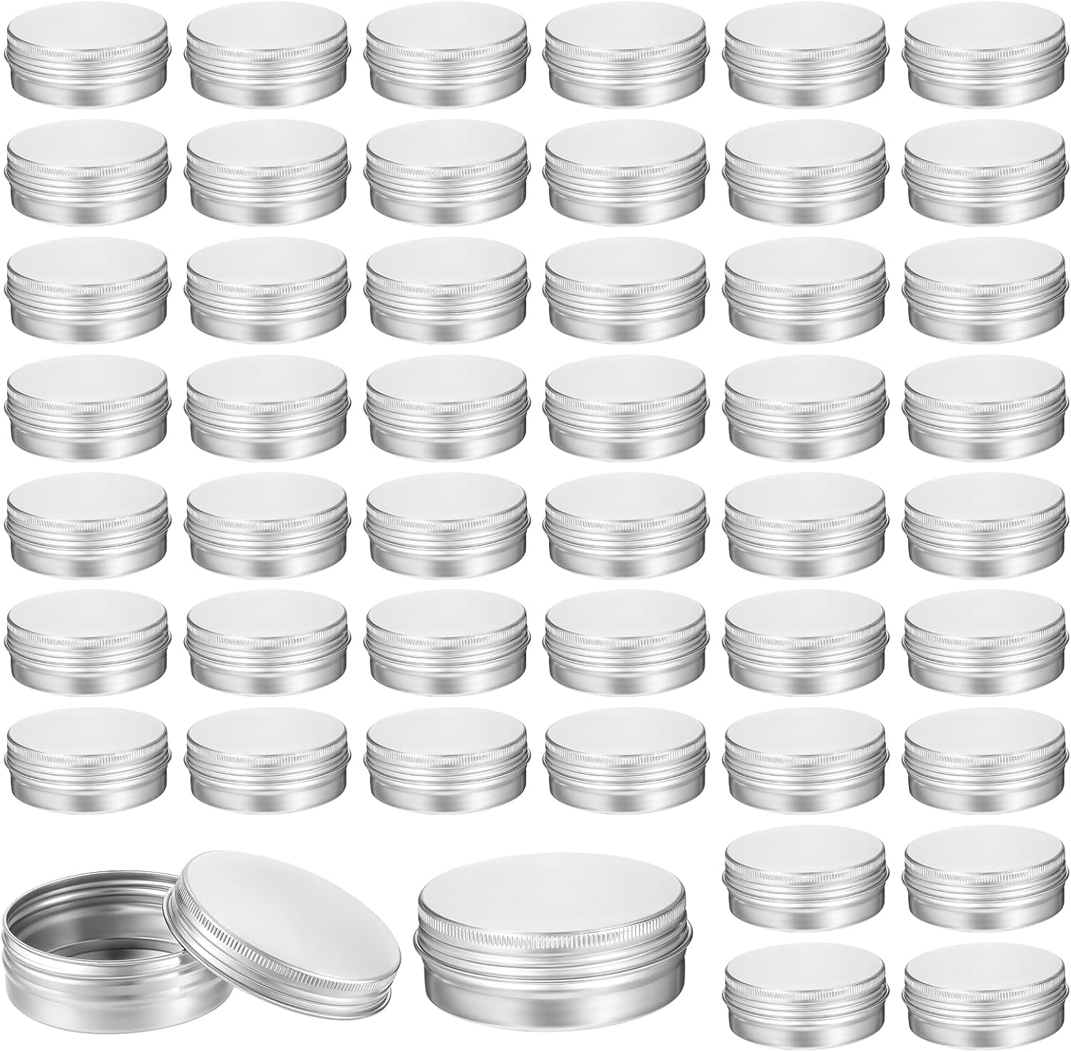 48 Pcs Screw Top Aluminum Round Tins 2 Oz Storage Jar Set