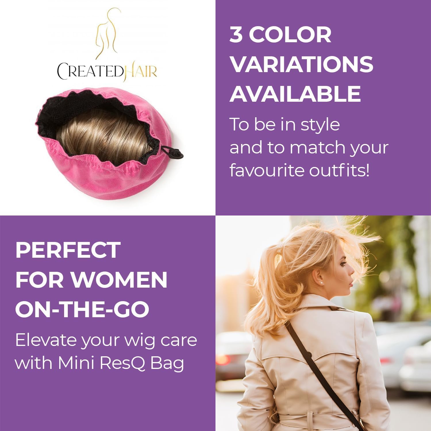 CreatedHair ResQ Mini Wig Bag - Pink