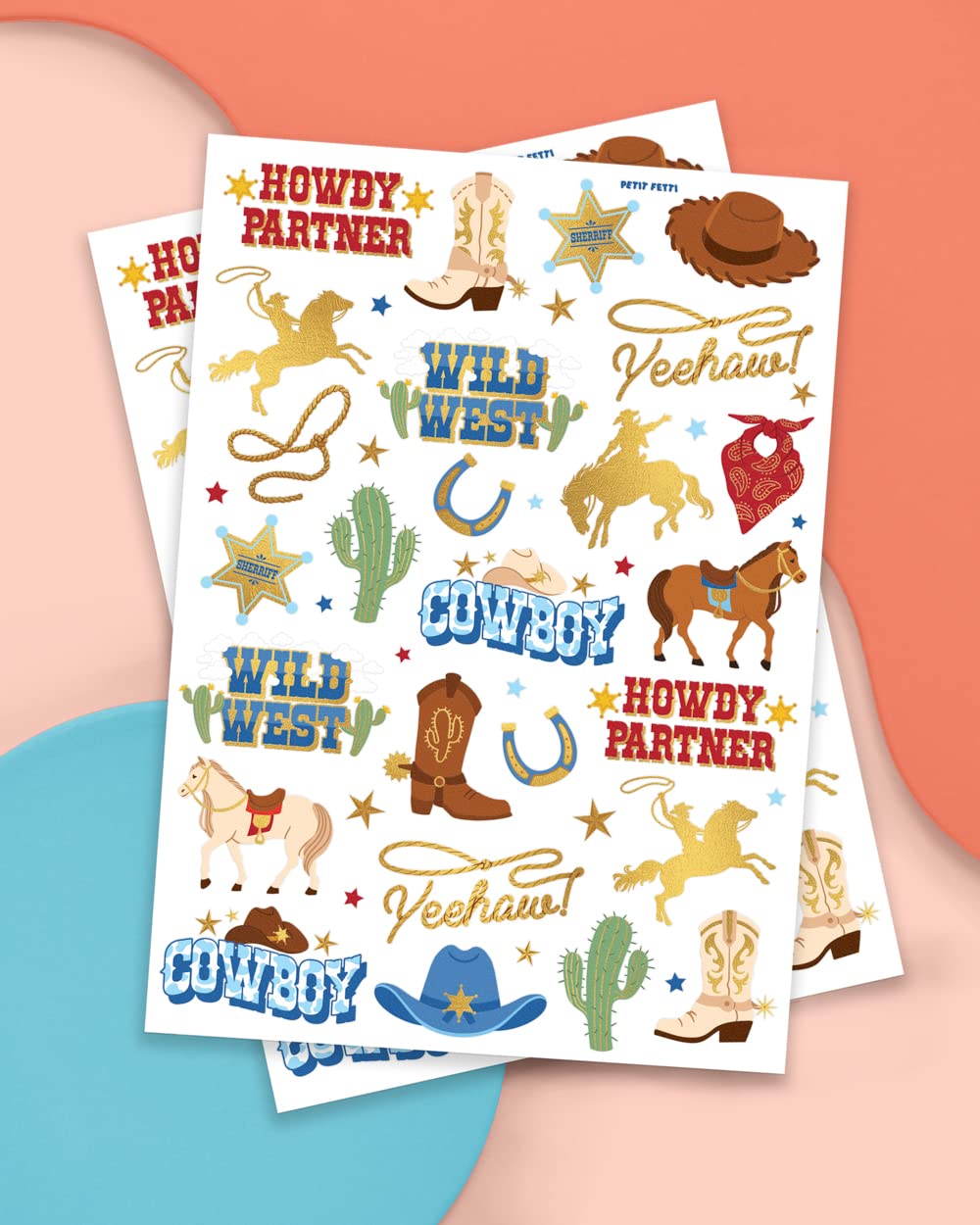 XO Fetti Cowboy Temporary Tattoos for Kids