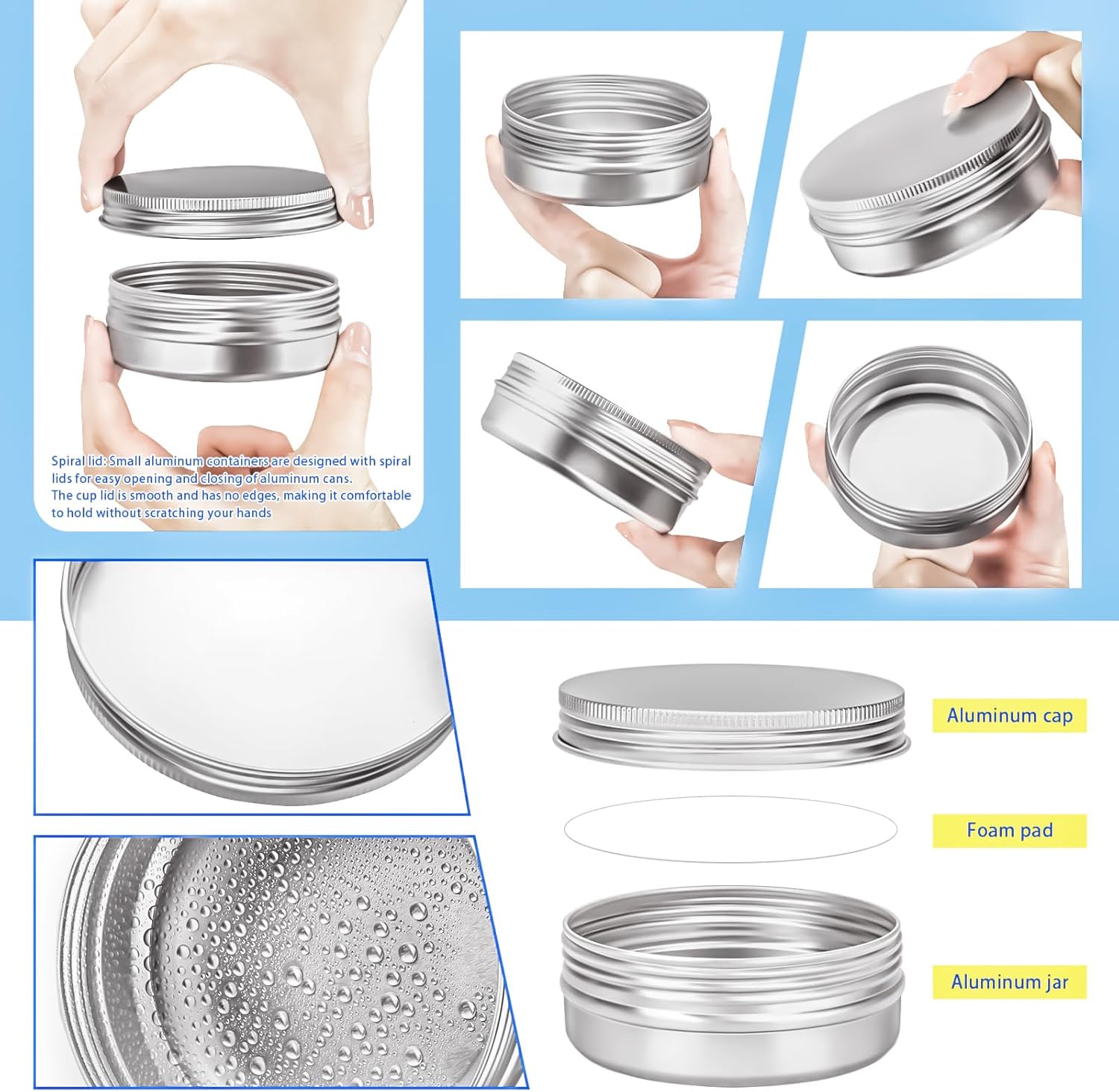 MotBach 8 Pack 4oz Metal Tin Jars with Screw Lid