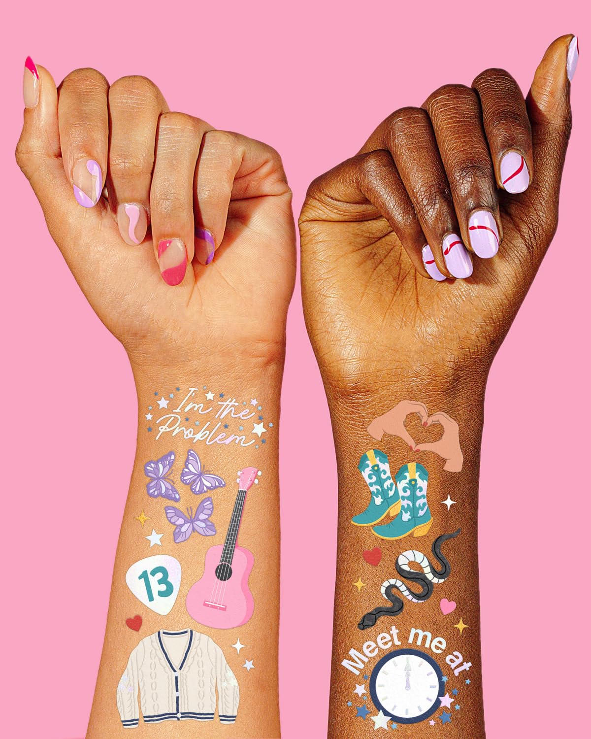 XO Fetti Eras Party Temporary Tattoos 74 Iridescent Styles