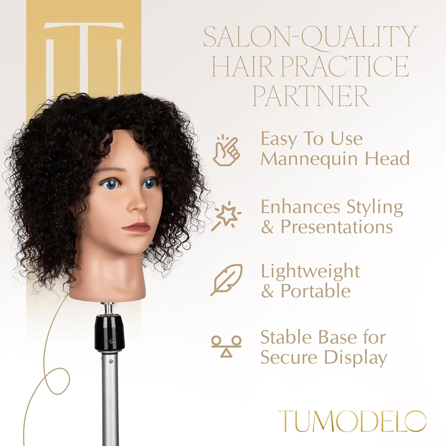 Tumodelo 8-10 Ivy Mannequin Head for Hair Training N2 Brown Black