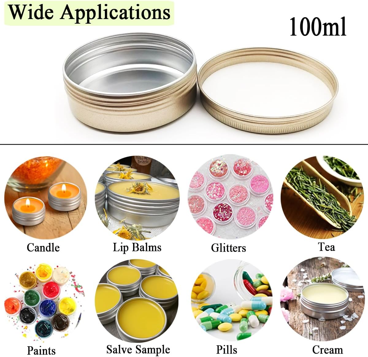 6pcs 100ml Matte-Gold Aluminum Tin Cans
