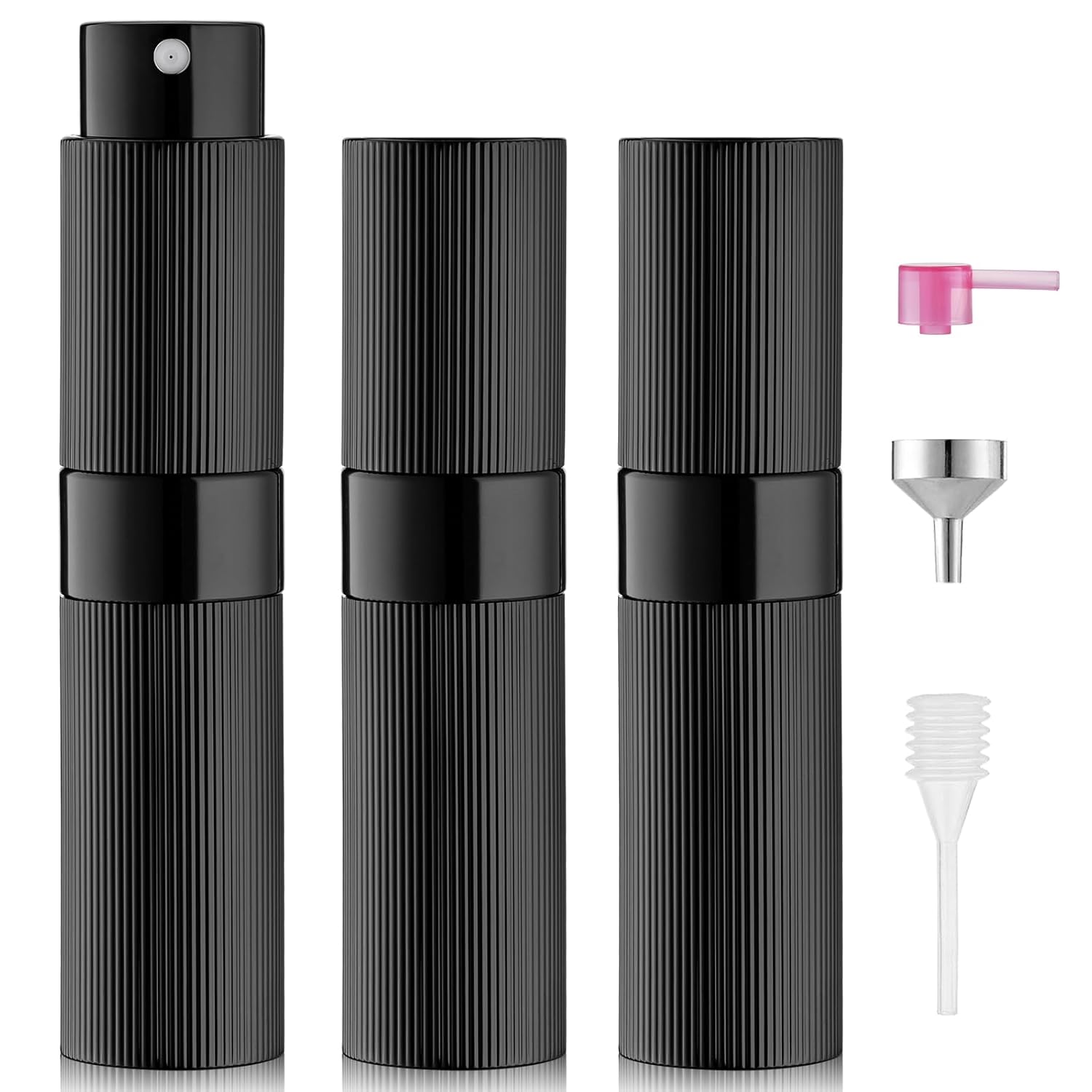 LISAPACK Perfume Travel Refillable Bottle 8ML Black Striped for Men and Women