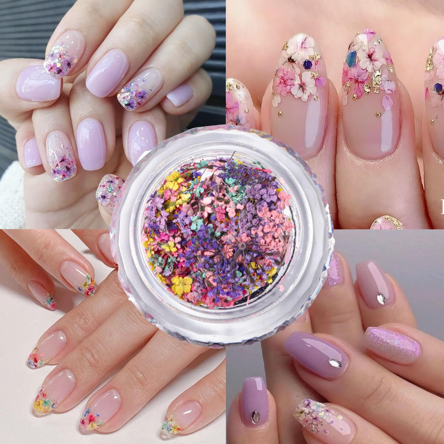 Spring Dried Flowers Nail Art Stickers Kit for Women