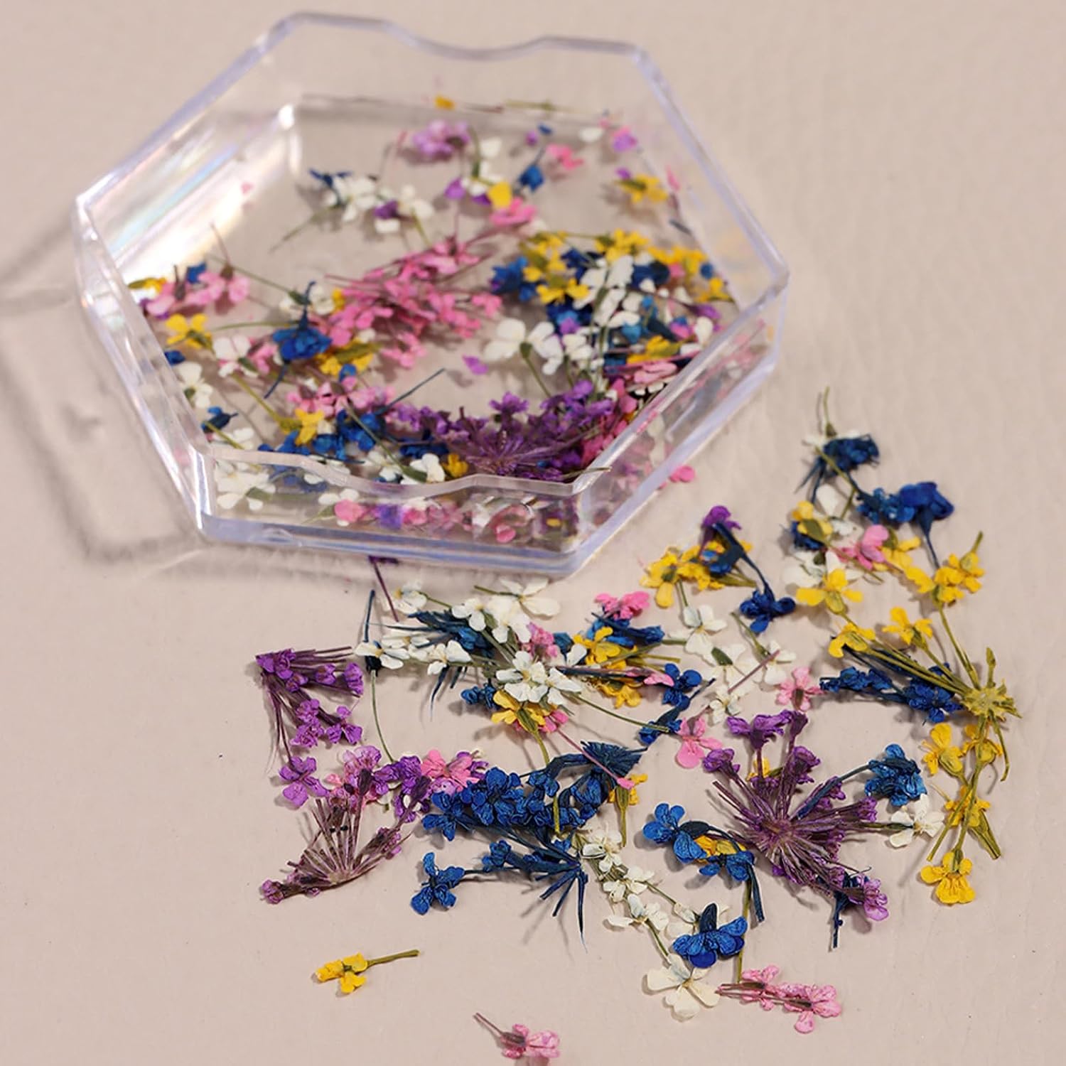 SILPECWEE 4 Boxes 3D Dried Flowers Nail Art Stickers