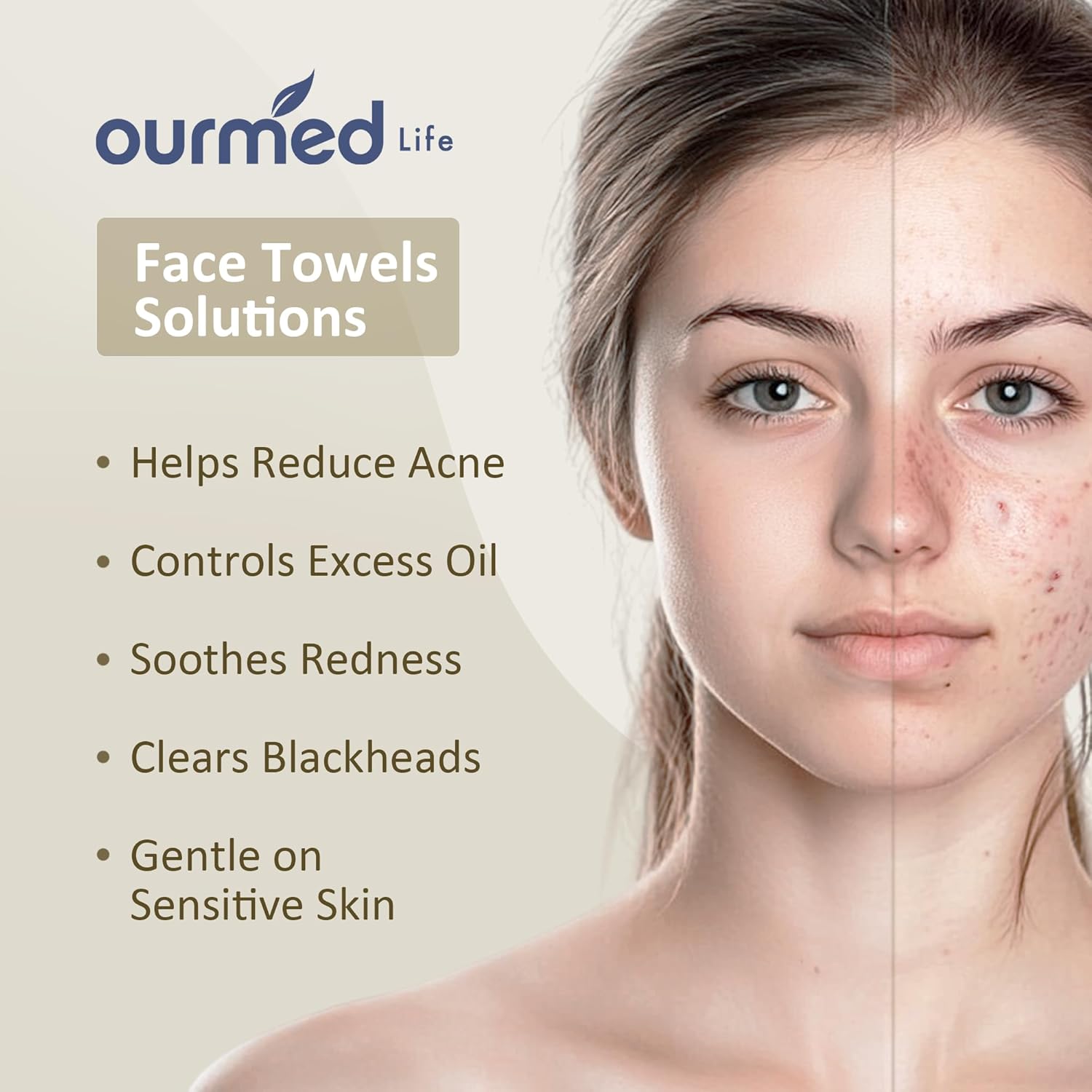 Ourmed Life Extra Large Face Towels 10x79 Biodegradable 60 Count