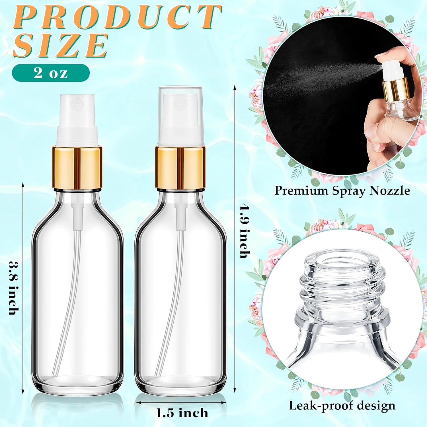20 Pcs Clear Refillable Spray Bottles for Perfume and Travel