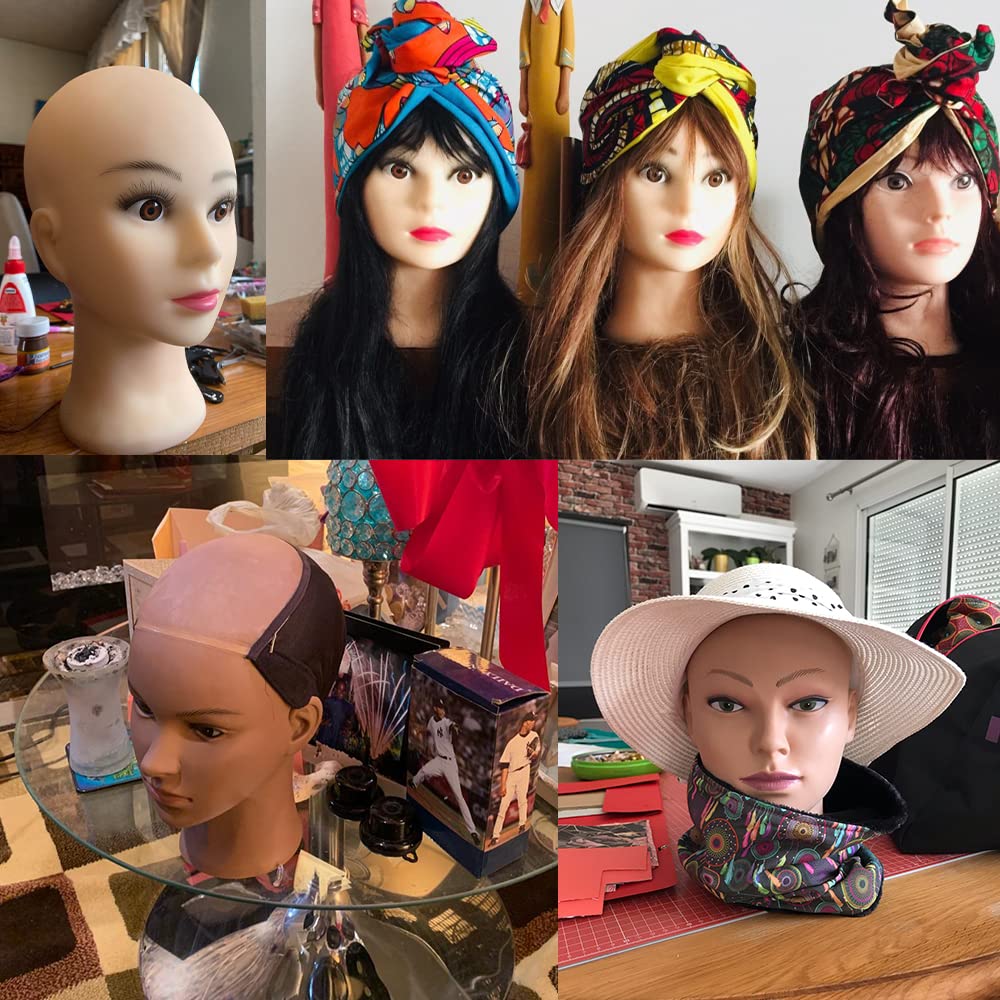Bald Female Training Head for Wigs and Display with Free Clamp