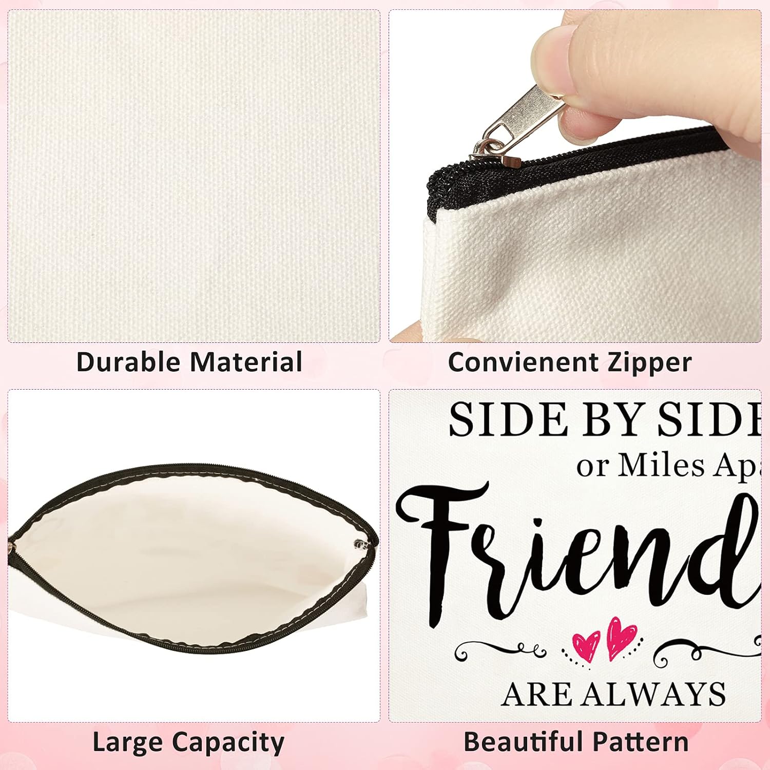 Xuniea 8-Piece Friendship Makeup Bag Set with Warm Pattern