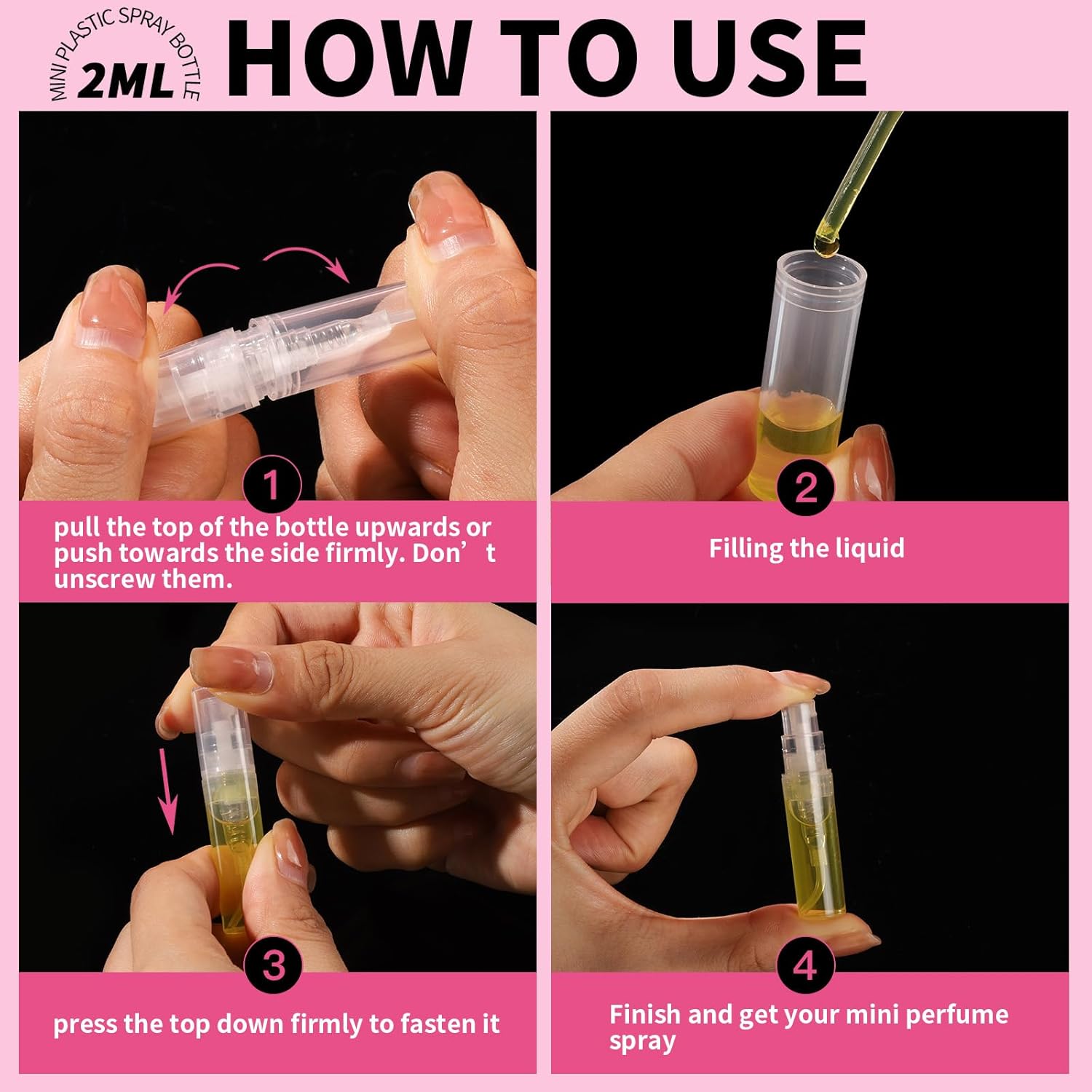 Fandamei 10 Pack Mini Spray Bottles 2ml Clear Plastic